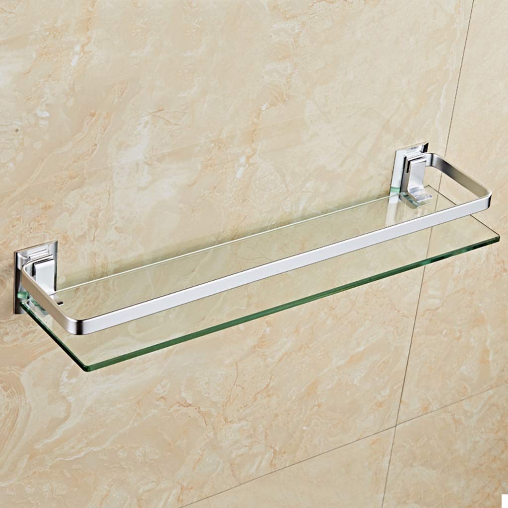 Modern Wall Mounted Glass Bathroom Shelf - Aluminum Frame Space Saving Storage Organizer for Shower, Vanity & Bathroom Decor