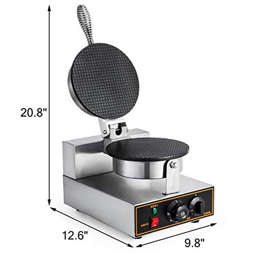 Commercial Waffle Cone Maker Machine - Adjustable Temperature & Timer, Single Head Egg Roll Baker for Ice Cream, Restaurants & Home Use (110V) - Perfect for Dessert Shops, Catering & DIY Treats