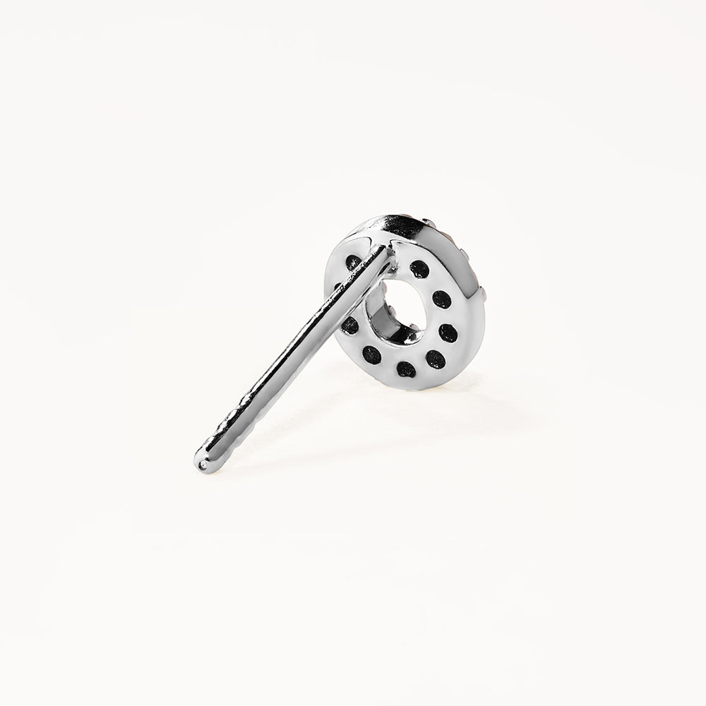 Diamond Letter O Single Stud Earring in Sterling Silver - Perfect for Birthdays, Anniversaries & Personalized Gifts