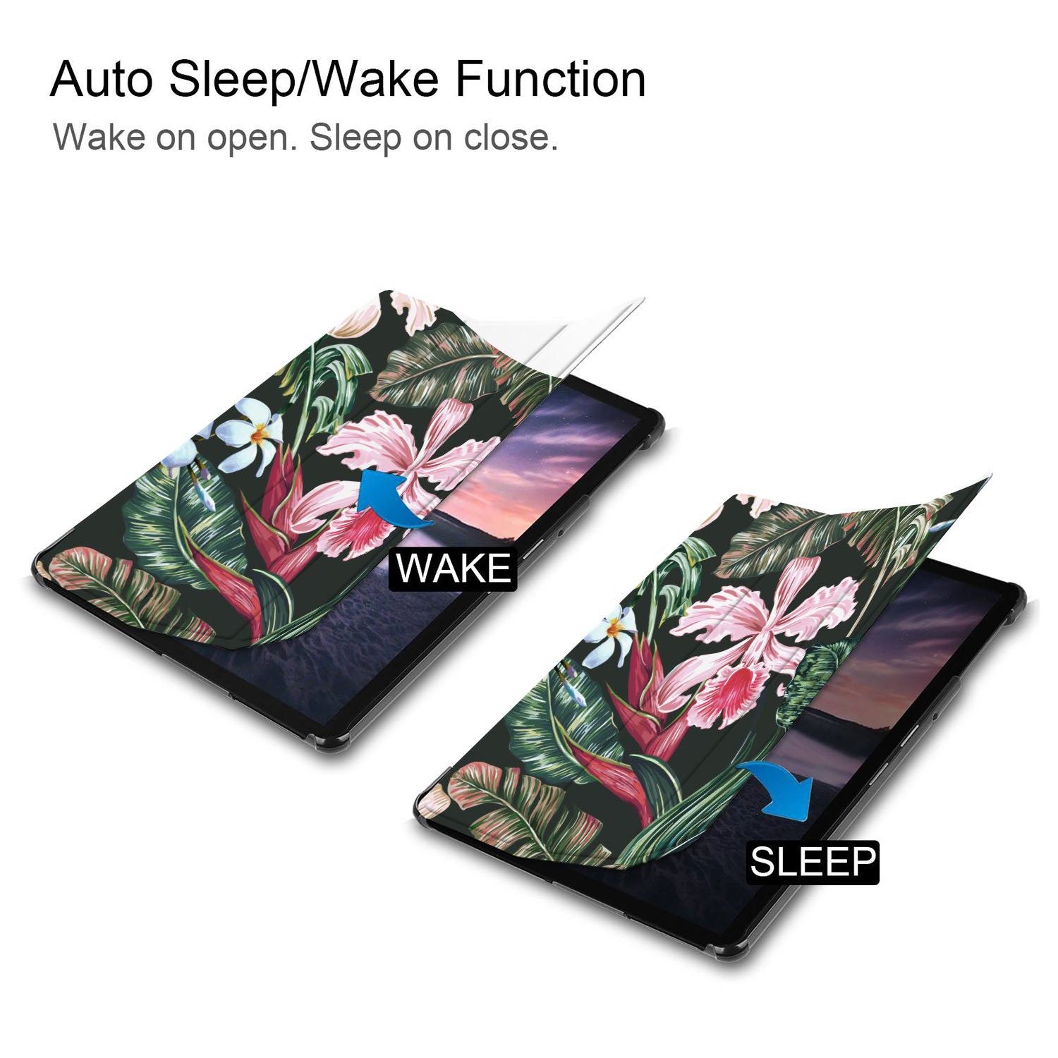 Samsung Tablet Case with Floral Design - Slim Protective Cover for Samsung Galaxy Tab A/S6/S7/S8 - Perfect for Work, School & Travel