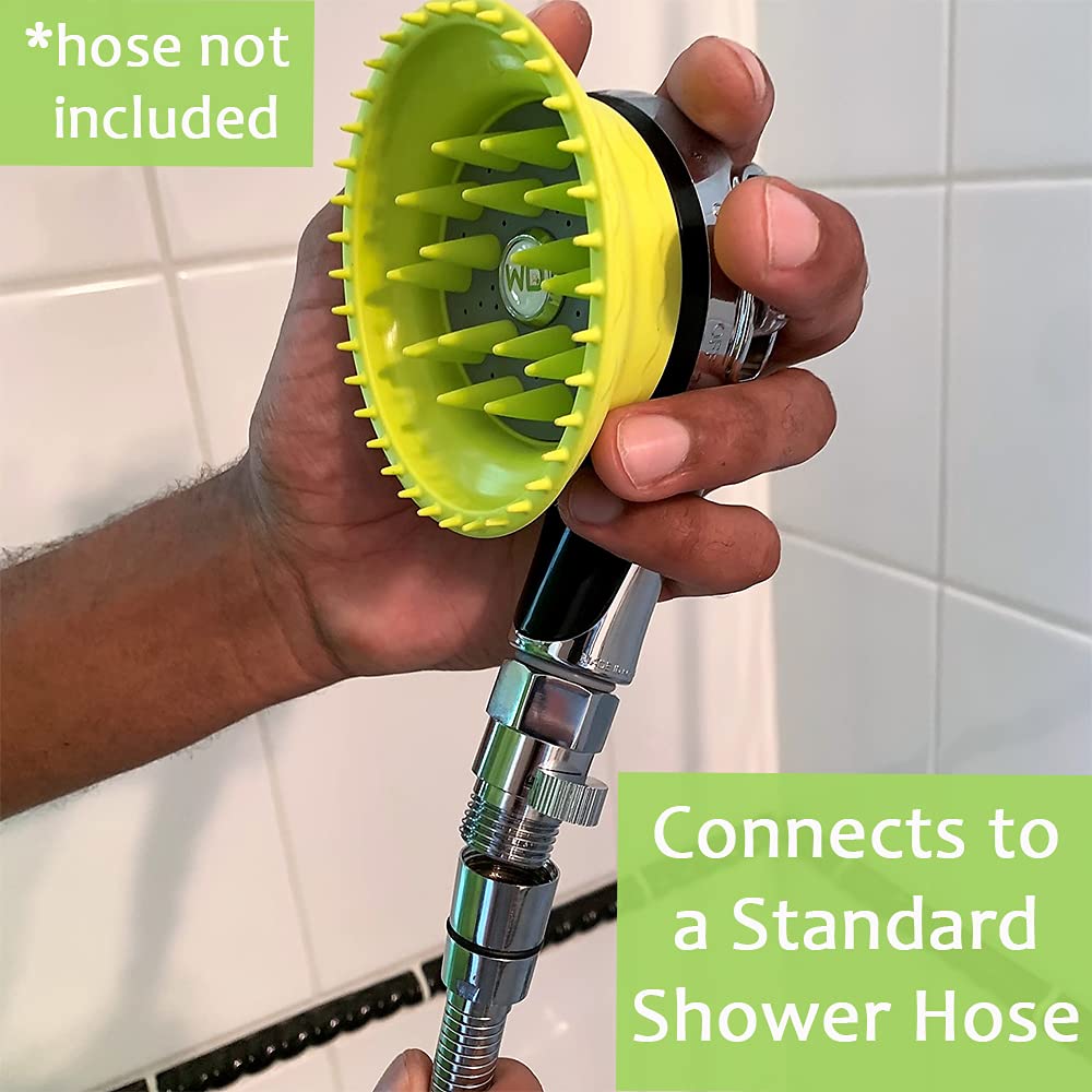WD Handheld Shower Brush with On/Off Switch & Adjustable Water Pressure - Pet & Human Use for Bathing, Grooming & Cleaning - Perfect for Dogs, Cats & Household Shower Needs