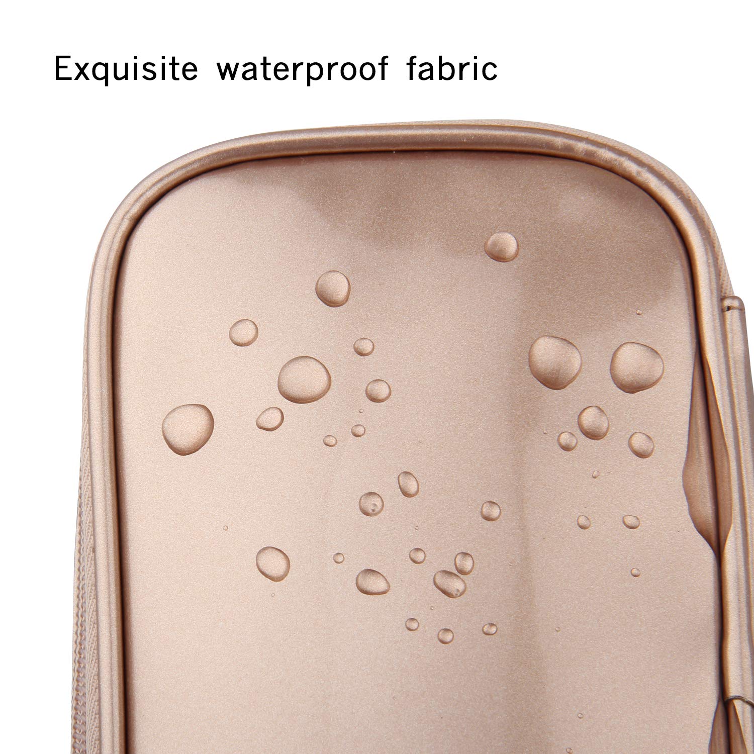 MONSTINA Rose Gold Waterproof Makeup Bag for Women - Small Travel Cosmetic Organizer with Compartments for Brushes & Essentials | Perfect for Purse, Gym & Vacation