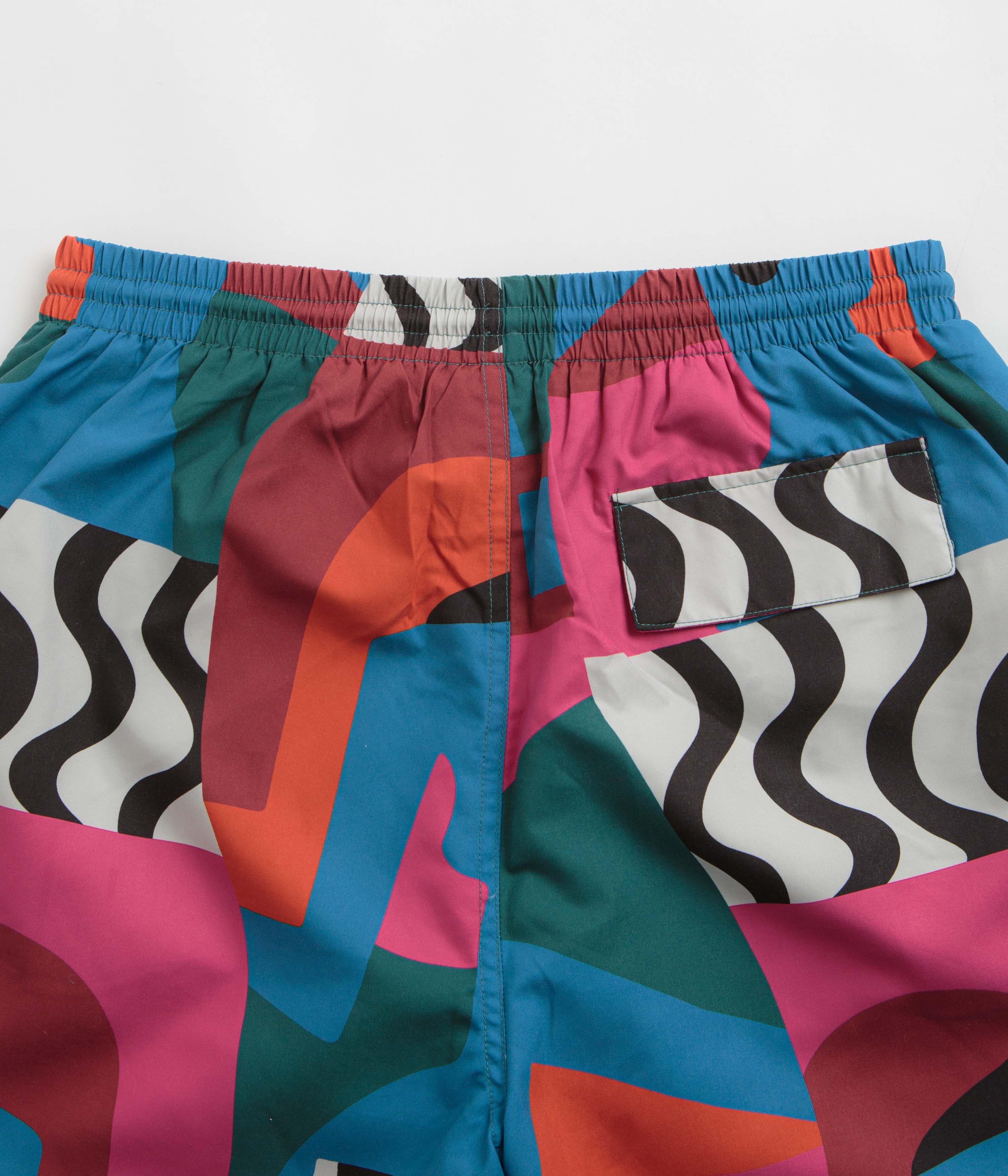 Parra Distorted Water Swim Shorts - Men's Quick-Dry Beach Swimwear for Swimming, Surfing & Summer Vacations
