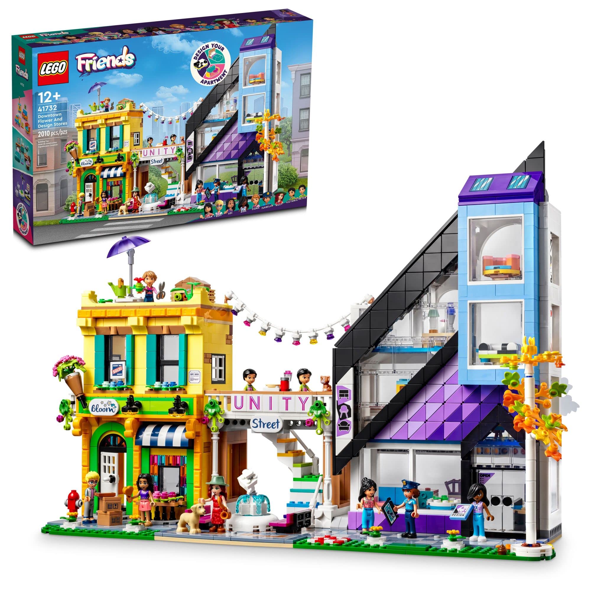 LEGO Friends Downtown Flower and Design Stores 41732 Building Toy Set - Creative Apartment, Shops & House Model with Classic Characters for Customization & Display - Perfect Gift for Kids Ages 12+ - Great for Playtime, Room Decor & Collectible Display