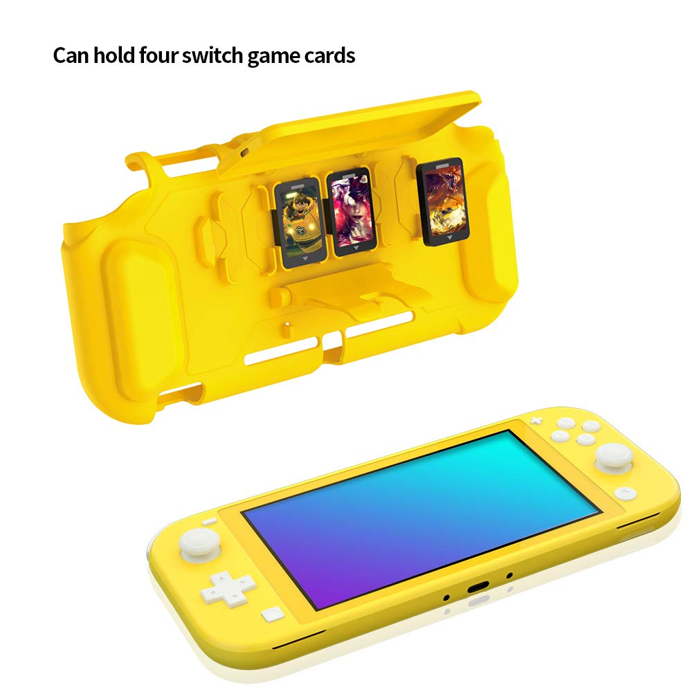 ECHZOVE TPU Protective Case for Nintendo Switch Lite - Shockproof Cover with Game Card Holder & Built-in Kickstand - Yellow | Perfect for Gaming, Travel, and Daily Protection
