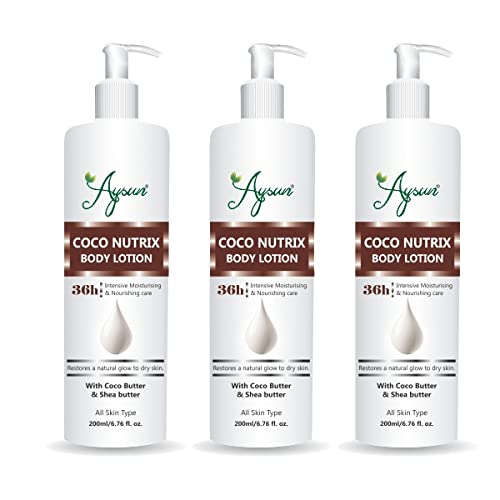 Aysun Coco Nutrix Body Lotion 3-Pack - Ultra Hydrating Coconut Moisturizer for Dry Skin | Perfect for Daily Use, After Shower & Spa Nights