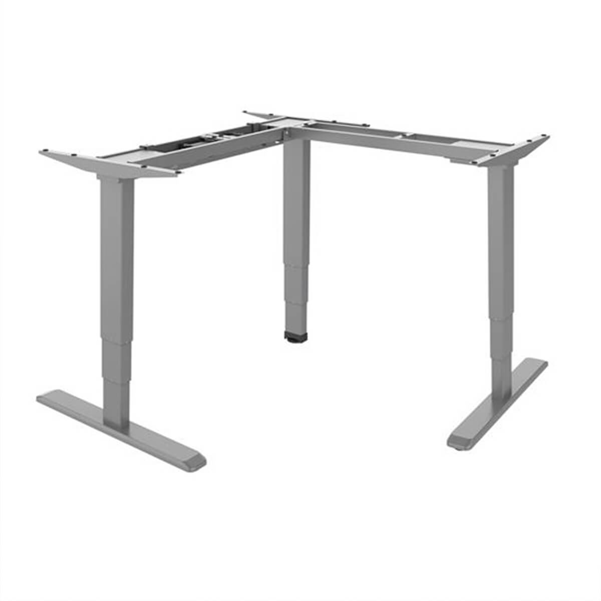 Brateck Lumi L-Shaped Electric Standing Desk Frame - Triple Motor Adjustable Height Sit Stand Desk (Grey) for Home Office, Gaming & Workspace Ergonomics