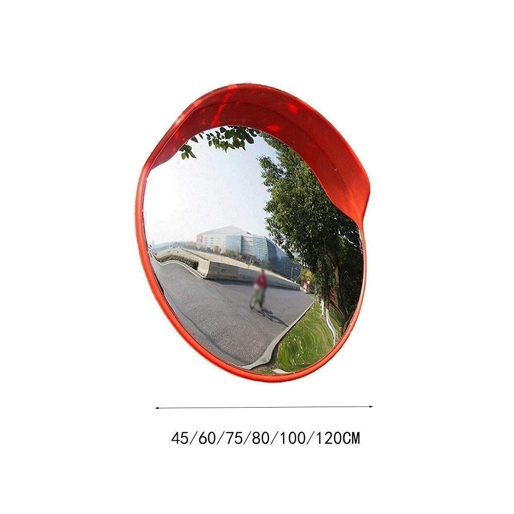 Long-Life Red Wide Angle Portable Convex Traffic Mirror - 45-120CM Adjustable (75CM Size) for Roadside Safety & Parking Lot Visibility | Durable Rotating Plastic Mirror for Driveways, Warehouses & Construction Sites