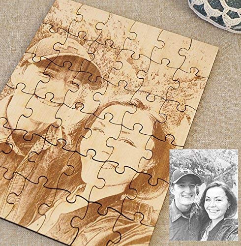 Personalized Wooden Picture Puzzle - Custom Laser Engraved with Your Photo - Unique 5th Wedding Anniversary Gift Idea for Couples - Perfect for Home Decor, Romantic Gifts & Memory Keepsakes