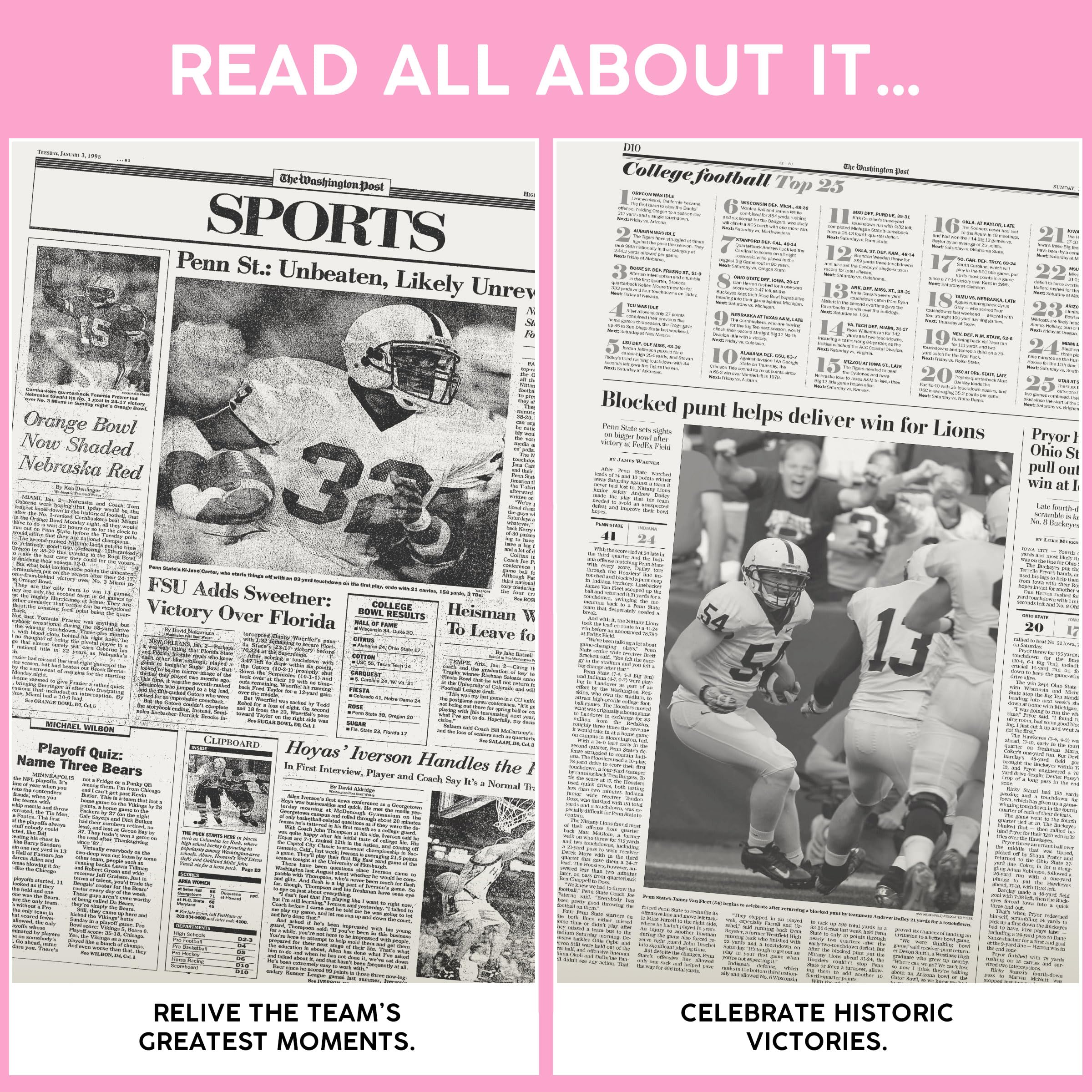 Personalized College Football Newspaper History Book - A3 Large Deluxe Hardcover for Fans, Alumni & Students | Unique Signature Gift for Graduation, Game Day & Home Decor