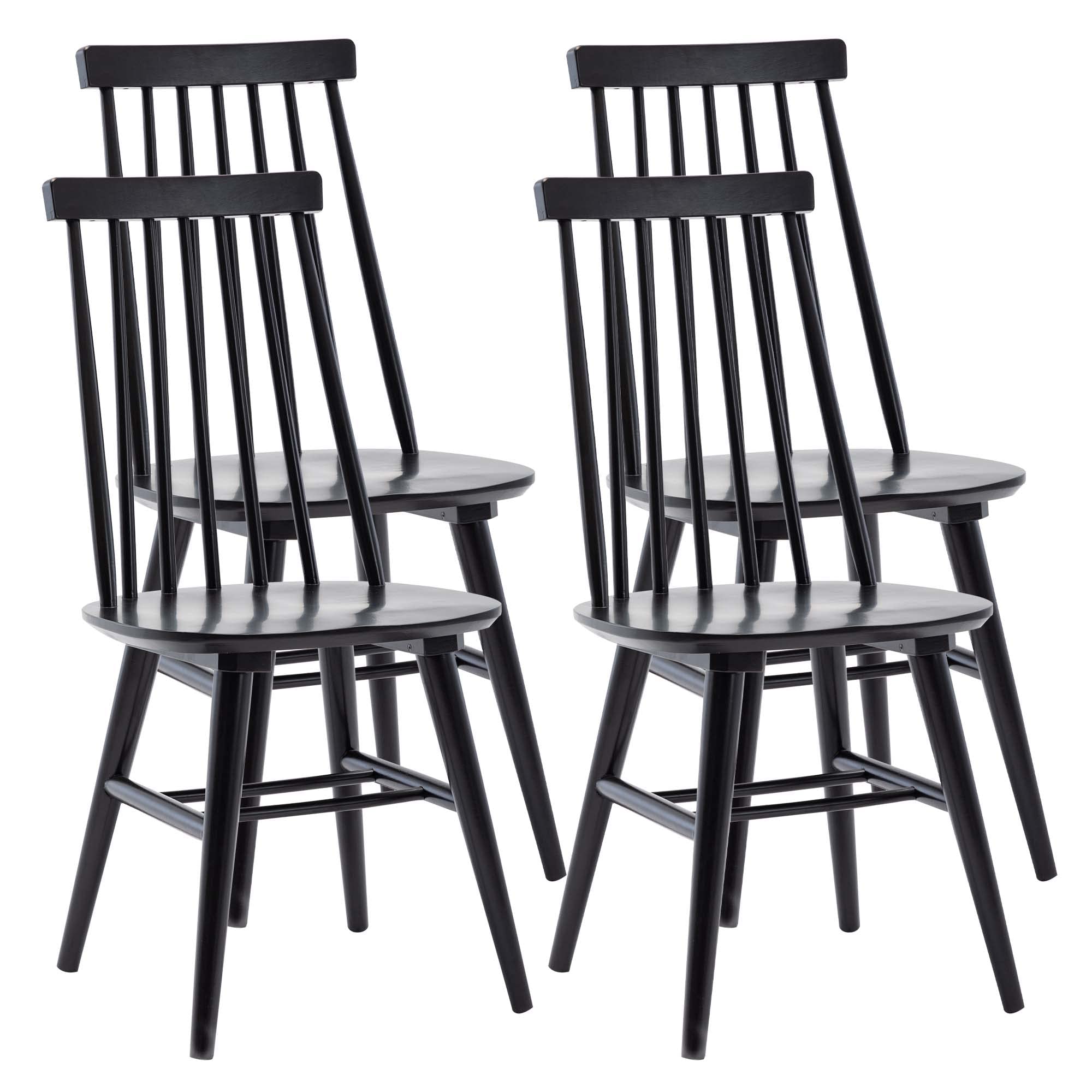DUHOME 4-Piece Wooden Dining Chairs Set - Solid Wood Spindle Back Windsor Chairs for Kitchen & Dining Room - Black - Perfect for Farmhouse, Cottage & Rustic Home Decor