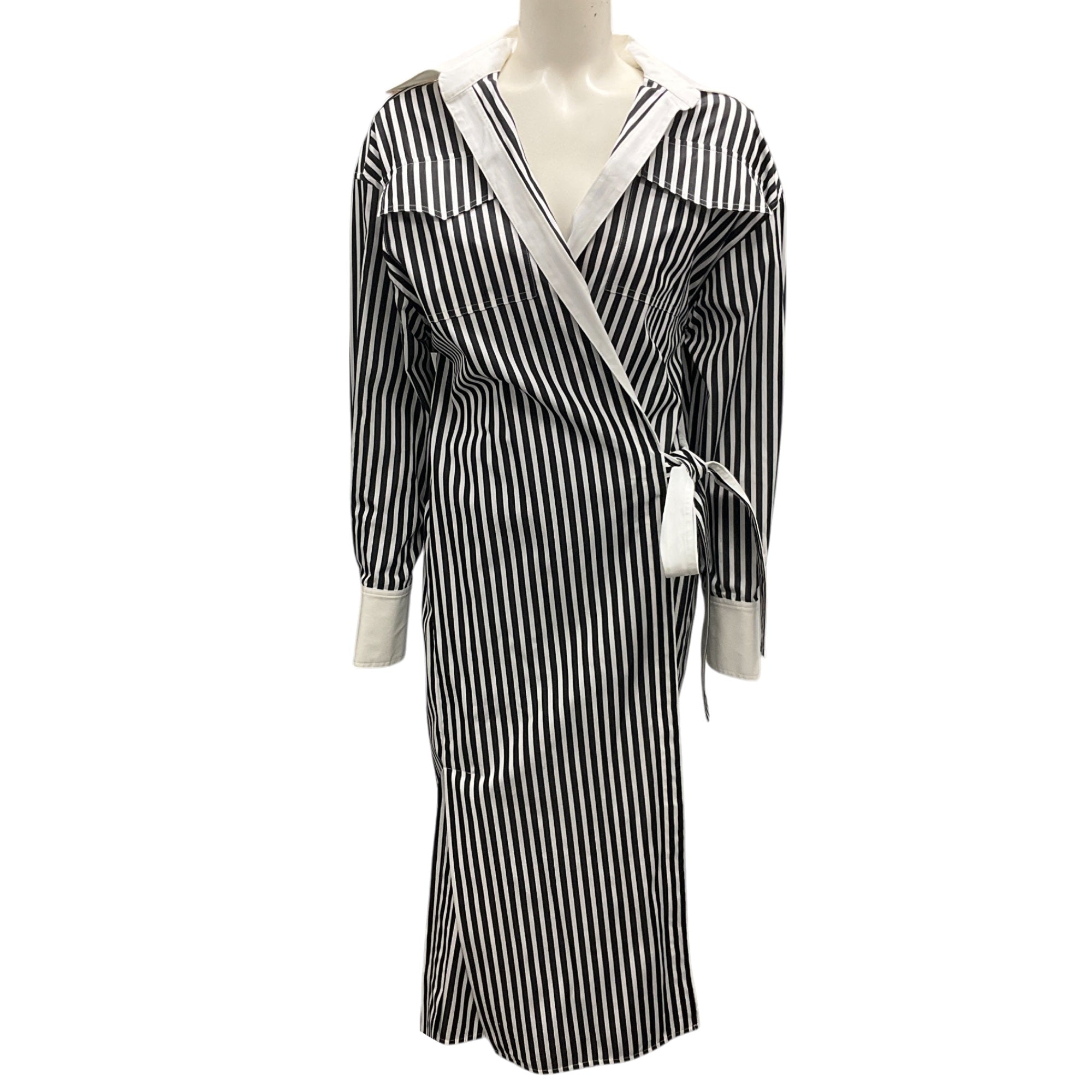 Proenza Schouler Black & White Striped Cotton Shirt Dress for Women | Casual Summer Dress for Beach, Office & Date Night