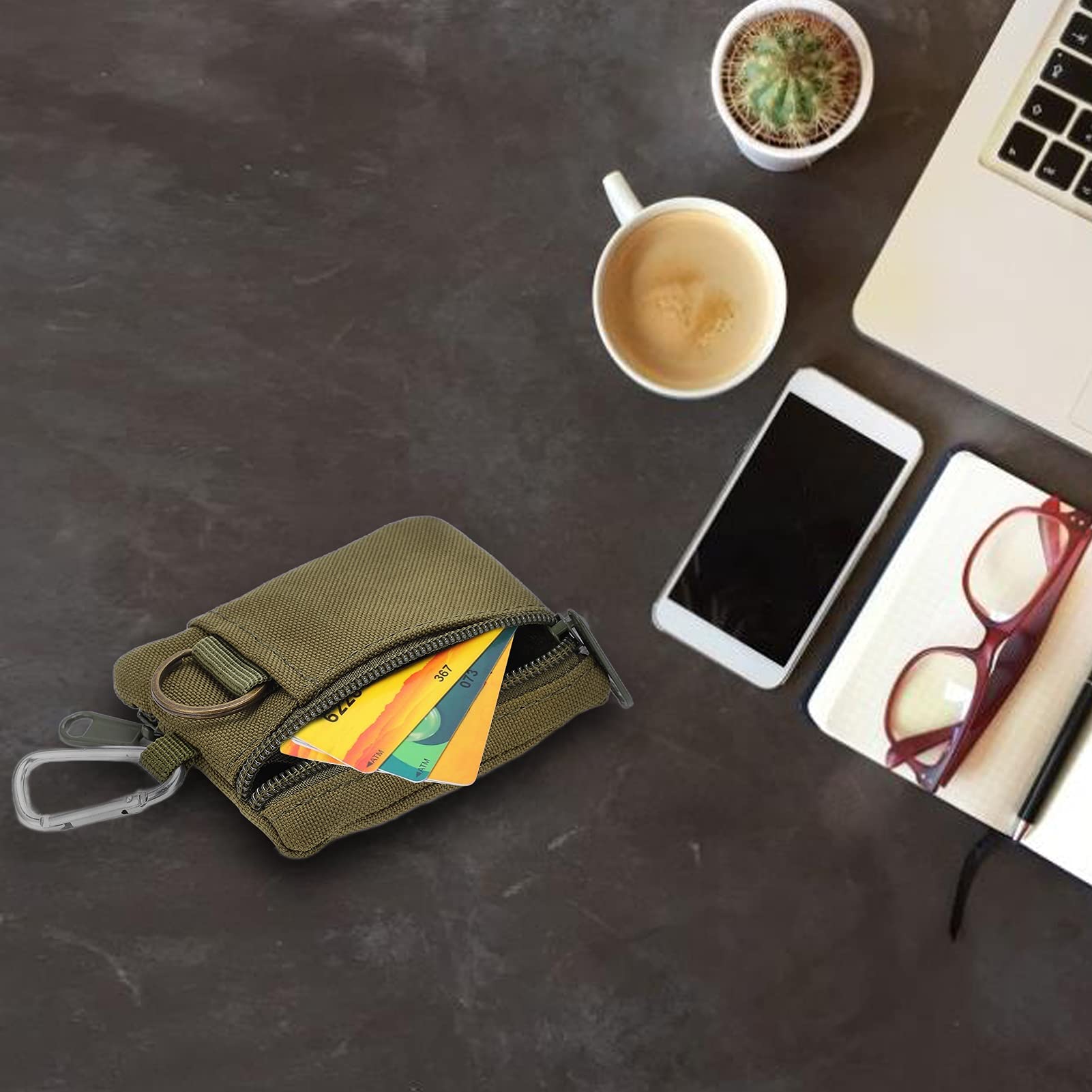 BigKing EDC Molle Pouch - Mini Portable Tactical Wallet with Carabiner Clip | Perfect for Outdoor Adventures, Hiking, and Everyday Carry (EDC) Gear Organization