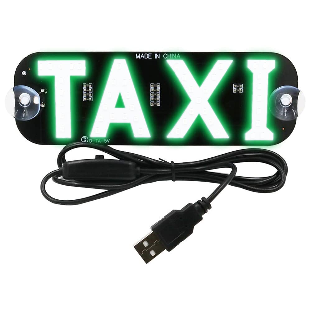 YSY Green LED Taxi Sign Light - 12V DC Car Window Flashing Hook with USB Switch & Inverter | Perfect for Taxi, Uber, Lyft Drivers & Nighttime Rideshare Visibility