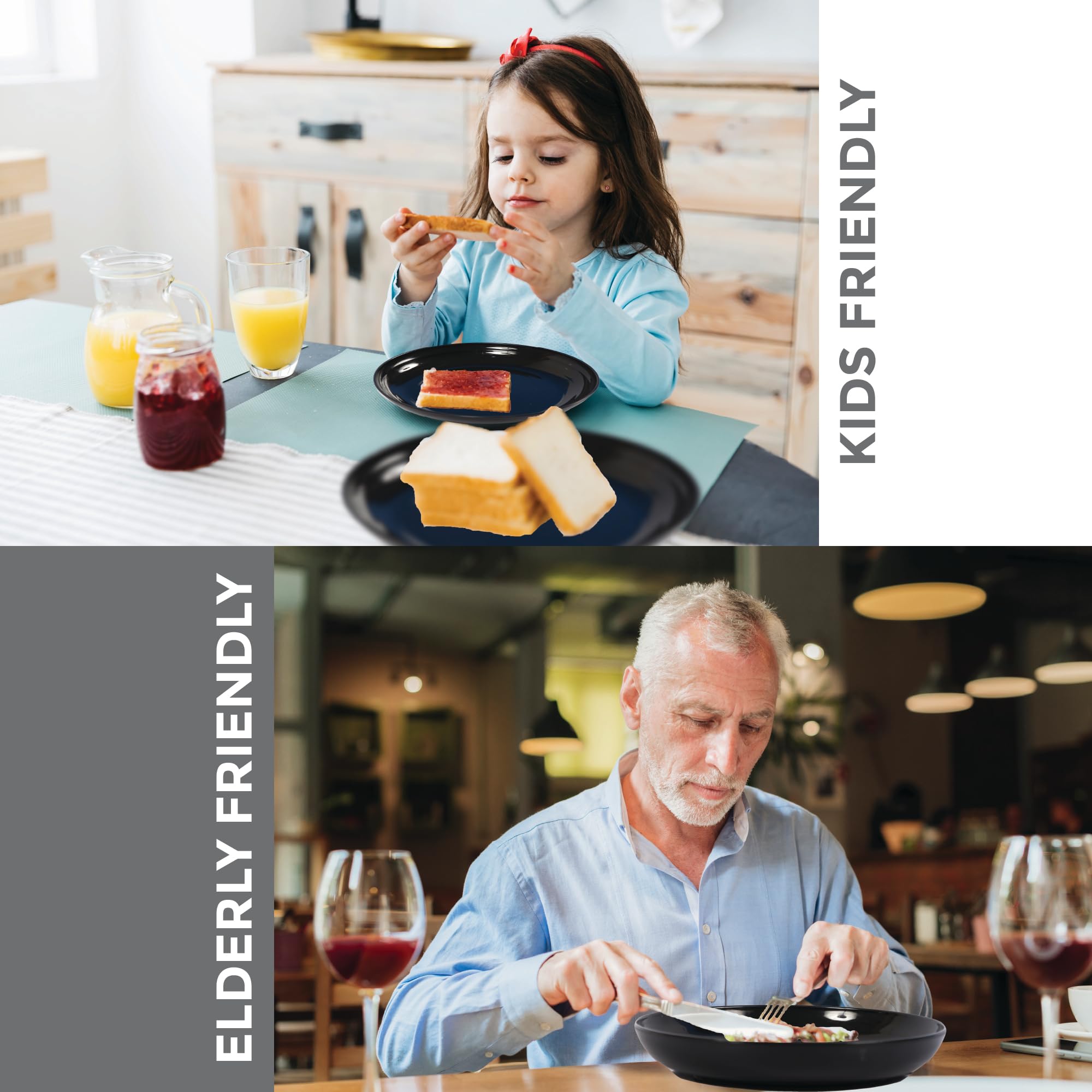 32-Piece Black Wheat Straw Dinnerware Set for 8 - Unbreakable BPA-Free Plates, Bowls & Cups - Lightweight Microwave Safe Camping & Outdoor Dishes - Perfect for Picnics, BBQs, and Family Gatherings