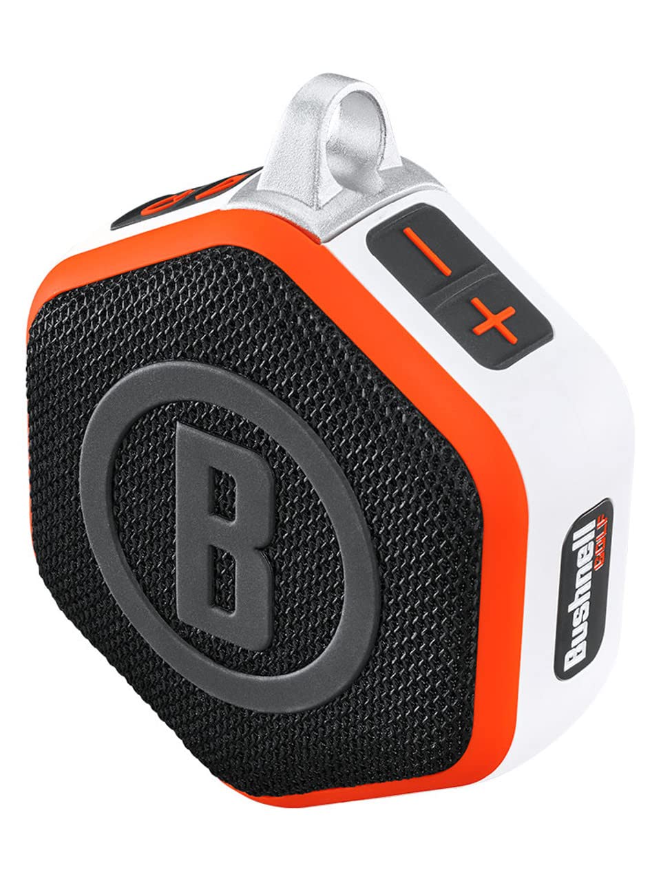 Bushnell Wingman Mini Orange/White GPS Bluetooth Speaker with Ultimate White Earbuds & Chargers Bundle - Portable Wireless Speaker for Golf, Travel, Outdoor Adventures & Car Rides