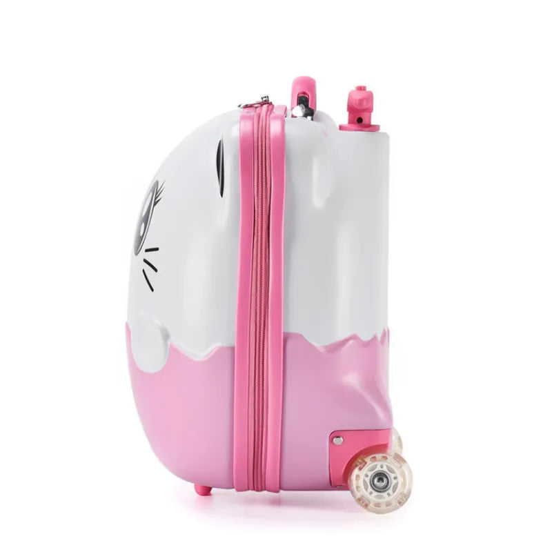16 Inch Kids Travel Panda Trolley Suitcase - Cute Animal Print Carry On Luggage for Children Airplane Trips & Family Vacations