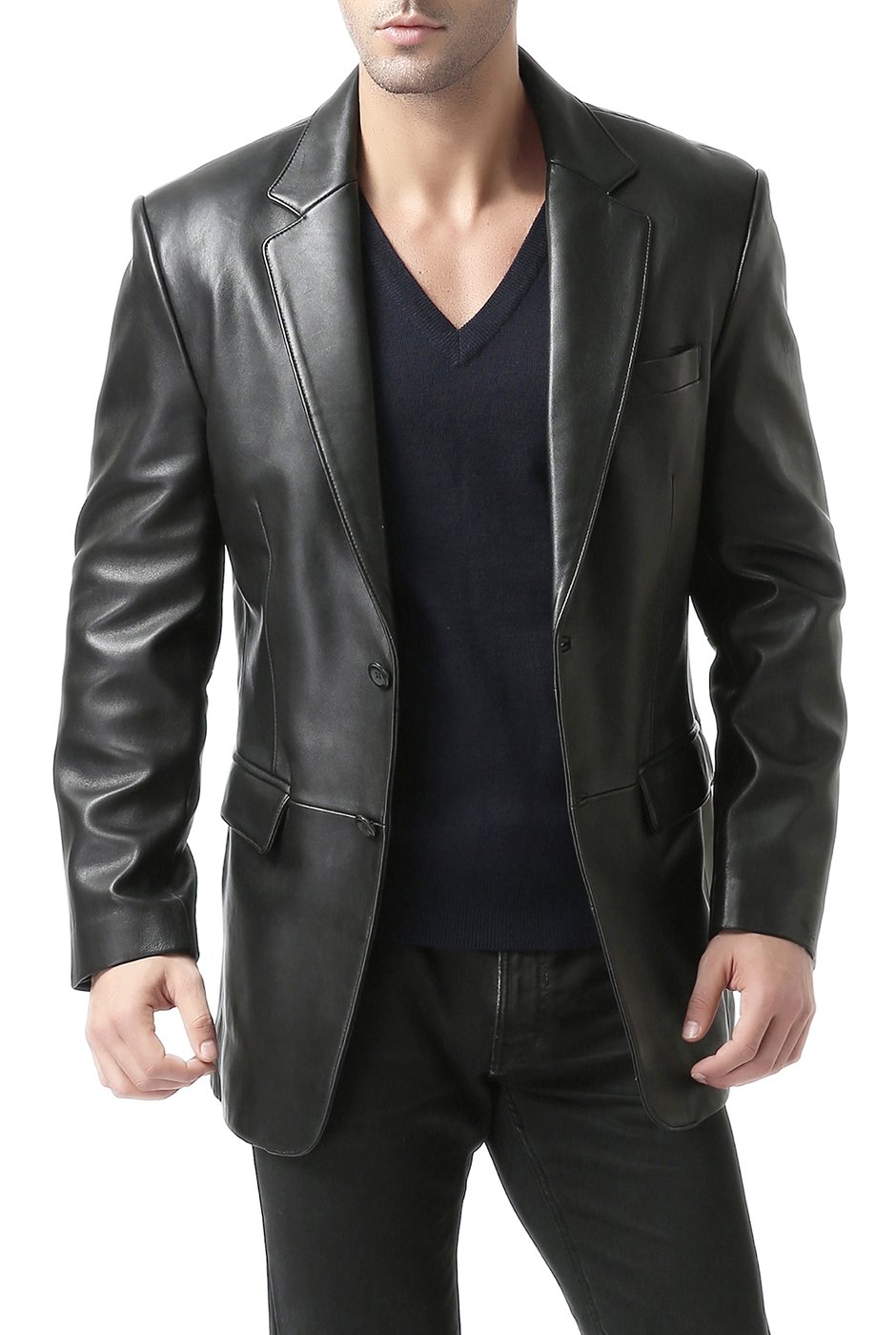BGSD Men's Richard Classic Leather Blazer - Lambskin Sport Coat Jacket for Business & Casual Wear (Regular, Big & Tall, Short Sizes) | Perfect for Office, Weddings & Formal Events
