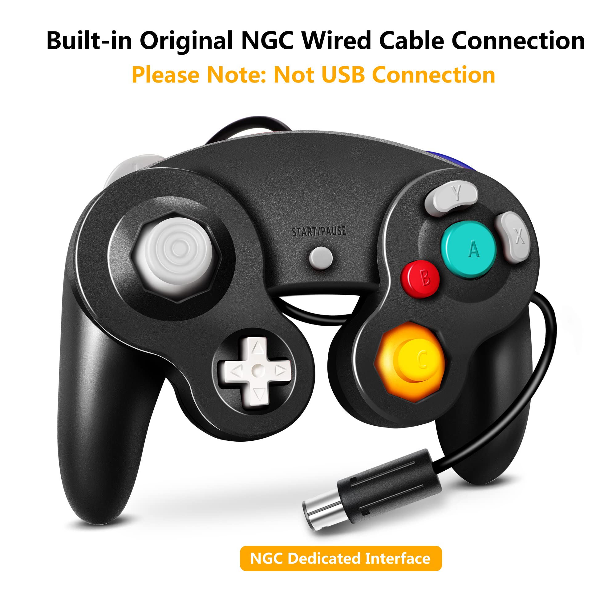 FIOTOK Gamecube Controller 2-Pack - Classic Wired for Wii & Nintendo (Black & Purple) - Perfect for Gaming & Multiplayer