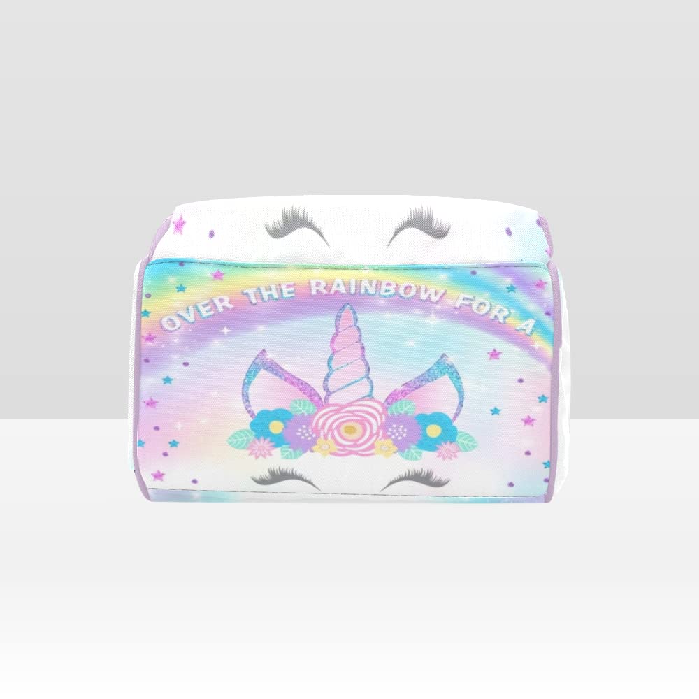 Rainbow Unicorn Purple Waterproof Diaper Backpack - Large Baby Nappy Bag for Moms, Nursing & Travel Essentials - Cute Tote Gift for Women (Perfect for Daycare, Hospital Visits & Family Outings)