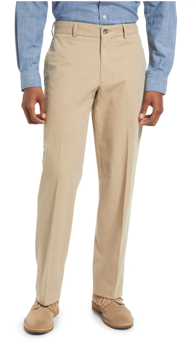 Charleston Khakis - Washed Poplin Flat Front Pants, Regular Rise in Khaki | Comfortable Casual & Office Wear for Men