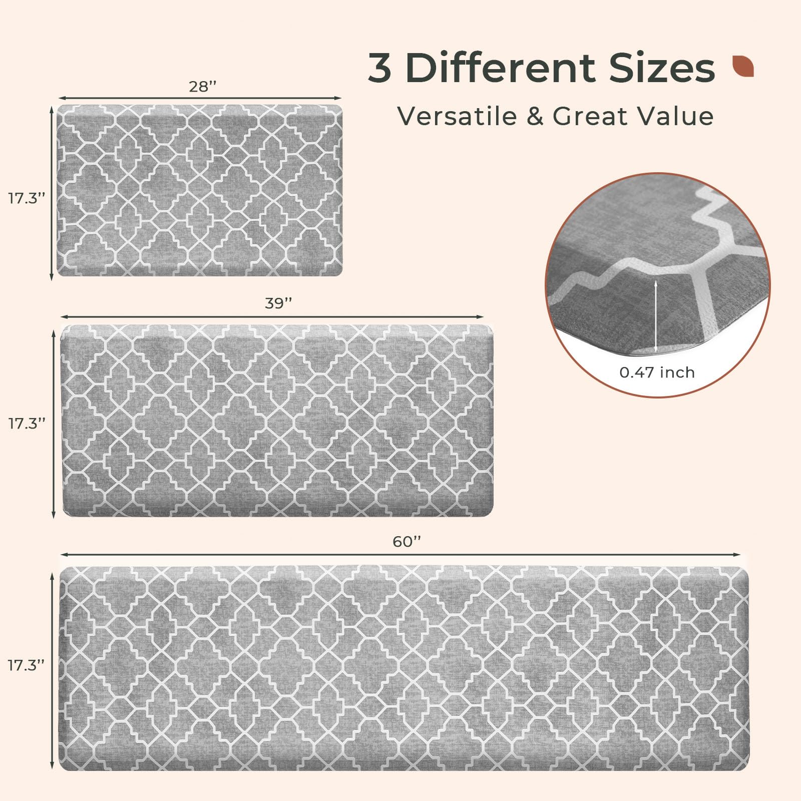 FRESHMINT Trellis Kitchen Mat - 0.47