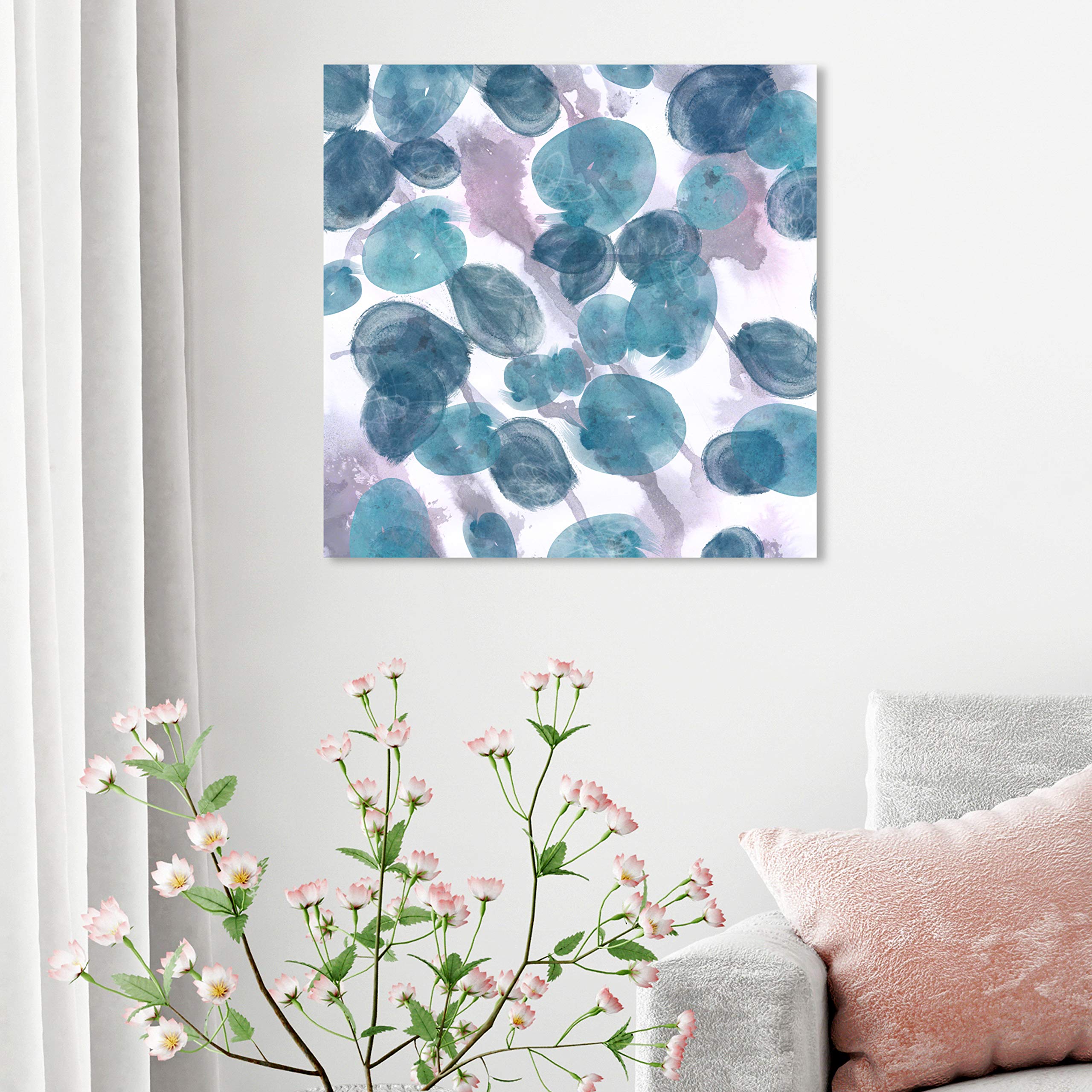 Abstract Wall Art Canvas Print 'Bubbles' - 24x24 Inch Blue & White Modern Home Decor by Oliver Gal Artist Co. | Perfect for Living Room, Bedroom & Office Wall Decoration