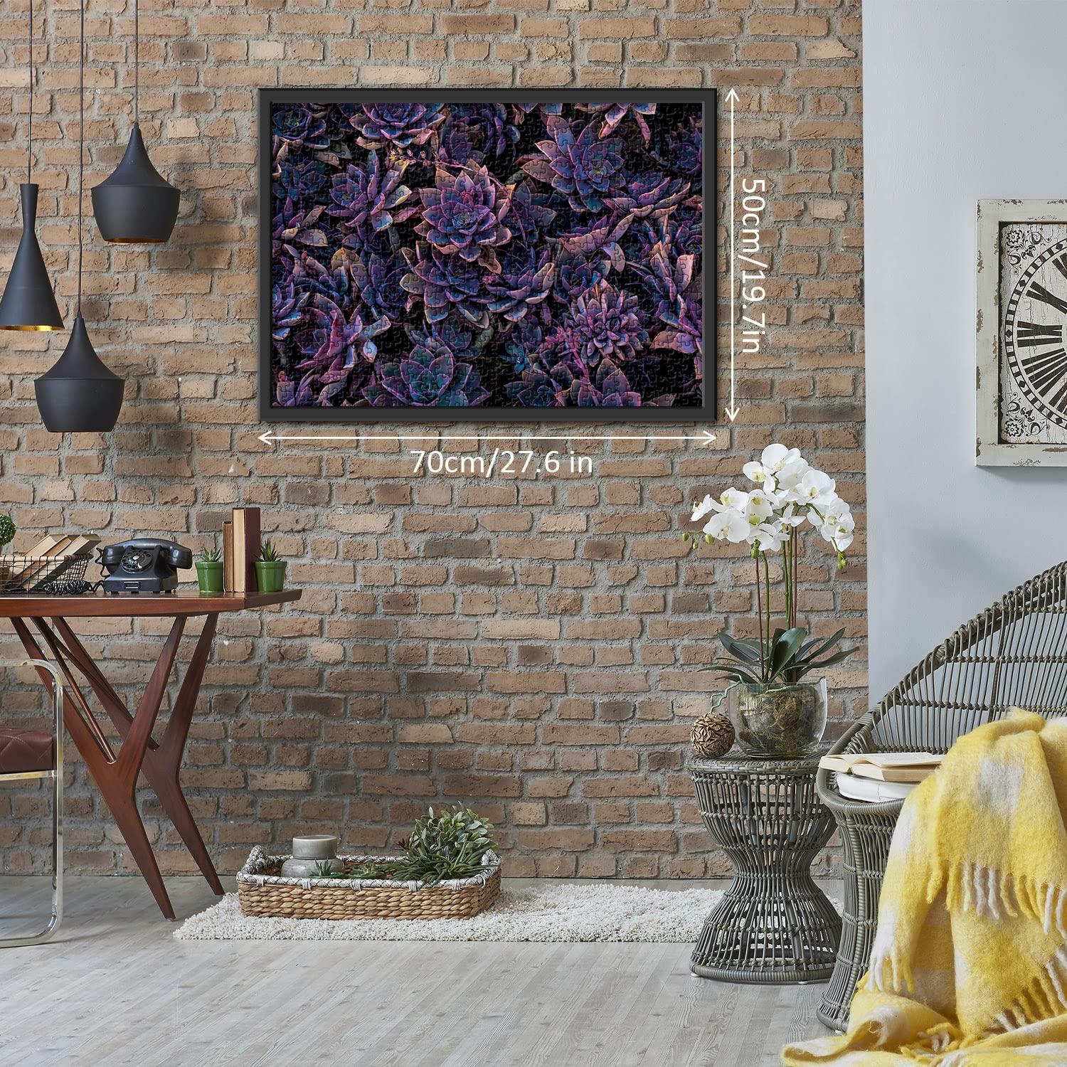 1000-Piece Impossible Purple Succulent Jigsaw Puzzle - Challenging Adult Puzzle with Vibrant Plant Design - Perfect for Stress Relief, Family Game Night & Home Decor