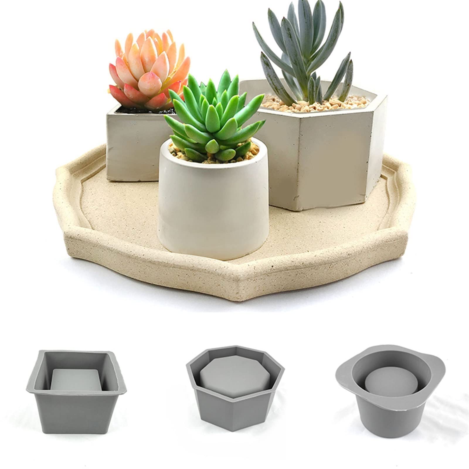 UNIQUE MAN Large Silicone Resin Molds for Concrete Flower Pots - DIY Cement Molds for Succulent Plants, Aromatherapy Plaster & Planters (Color: C3) | Perfect for Home Decor, Garden Projects & Handmade Gifts