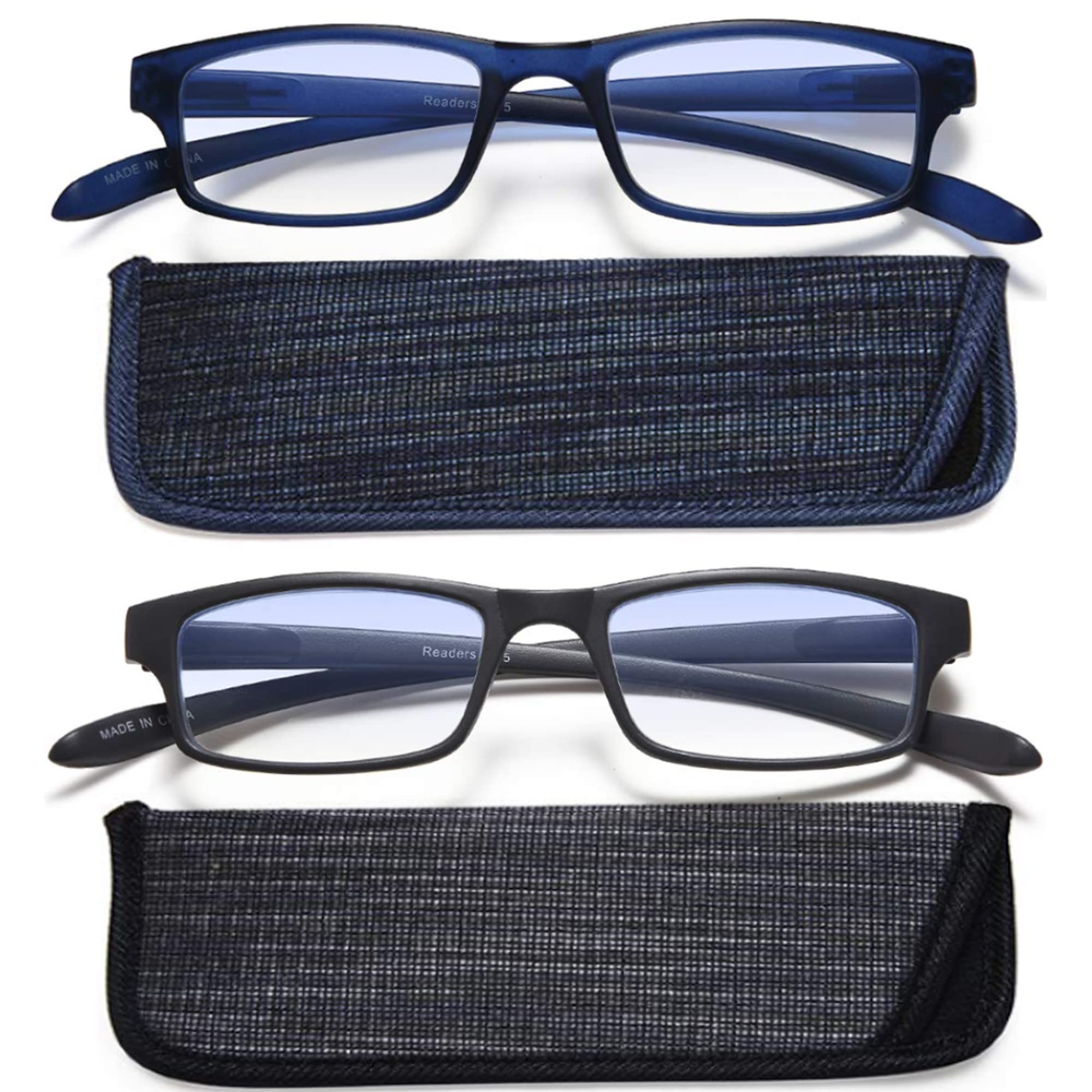EYEURL 2 Pairs Blue Light Blocking Reading Glasses for Women & Men - Anti-Glare Computer Glasses with Neck Strap - Perfect for Office Work, Reading & Screen Time