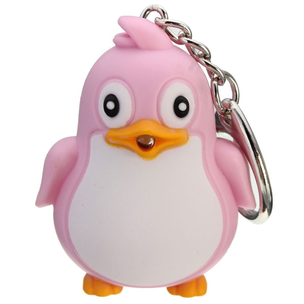 Penguin LED Keychain Light with Sound - Cute Animal Key Ring Torch for Christmas Gifts | Perfect for Nighttime Safety, Key Finding, and Holiday Decorations