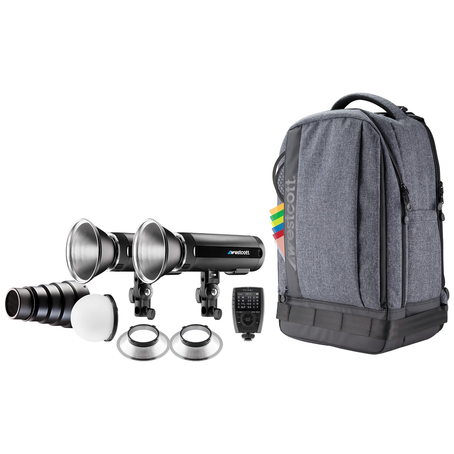 FJ200 Strobe 2 Light Backpack Kit - Professional Photography Lighting for Outdoor & Studio Shoots - Perfect for Portrait, Fashion, and Event Photography