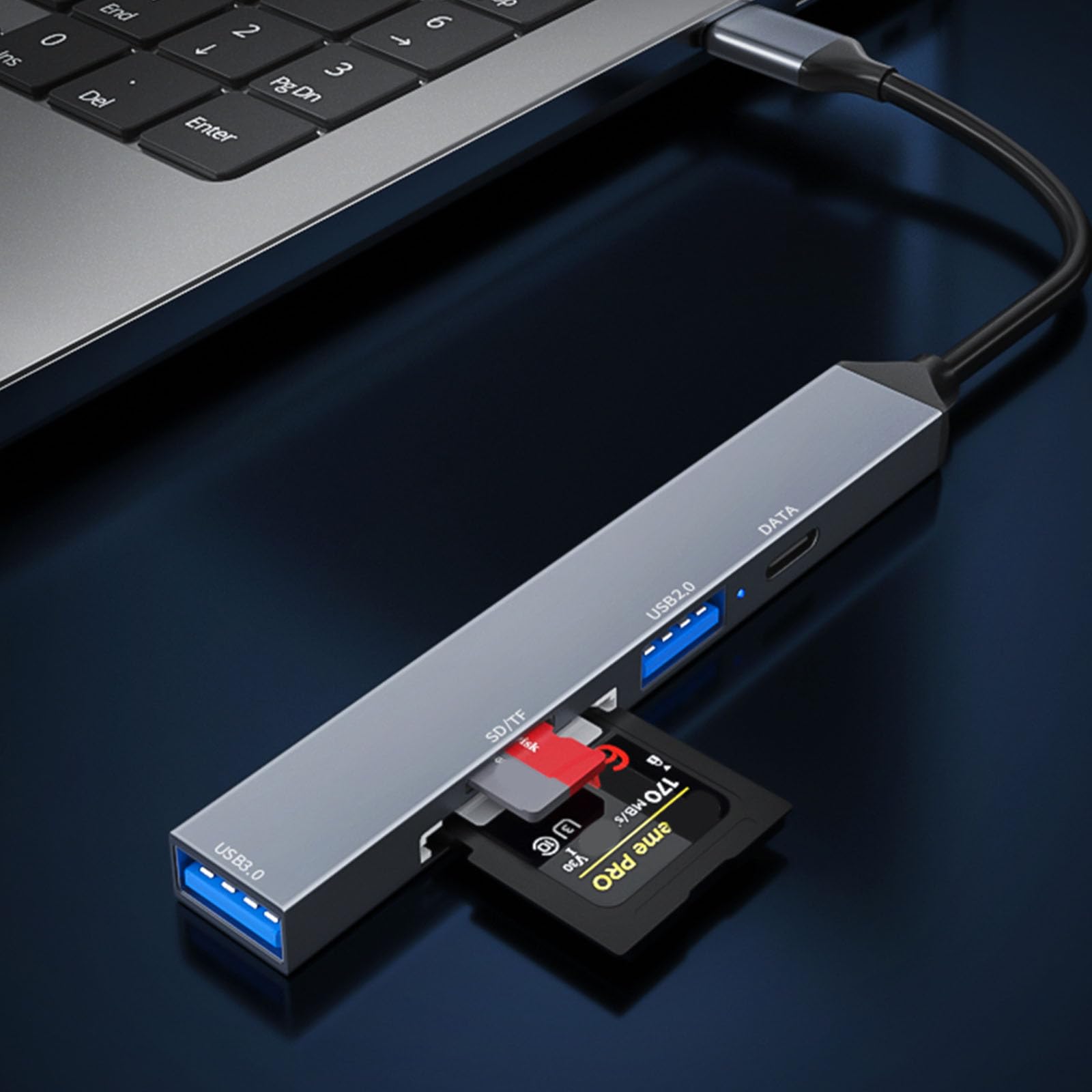 Limtula 5-in-1 USB C Hub with 3 USB 3.0 Ports, USB 2.0, SD/TF Card Reader - Aluminum Alloy Portable Adapter for MacBook, Laptop, Phone, Desktop - Perfect for Office Work, Travel & Data Transfer