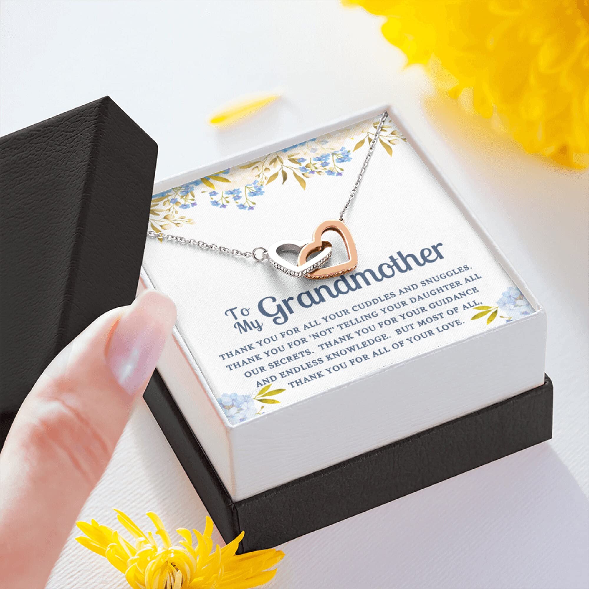 Handmade Message Card Necklace - Personalized Jewelry Gift for Grandmother, Granddaughter & Loved Ones | Christmas, Birthday & Special Occasion Present | Elegant Love Knot Pendant for Everyday Wear & Heartfelt Moments