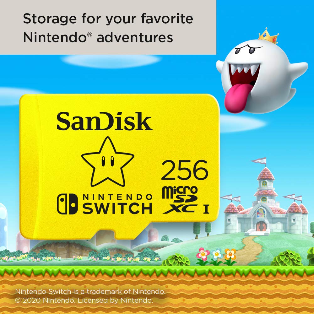 SanDisk 256GB microSDXC Card for Nintendo Switch - High Speed UHS-I Memory Card with Adapter - Perfect for Gaming, 4K Video & Photography (SDSQXAO-256G-GNCZN)
