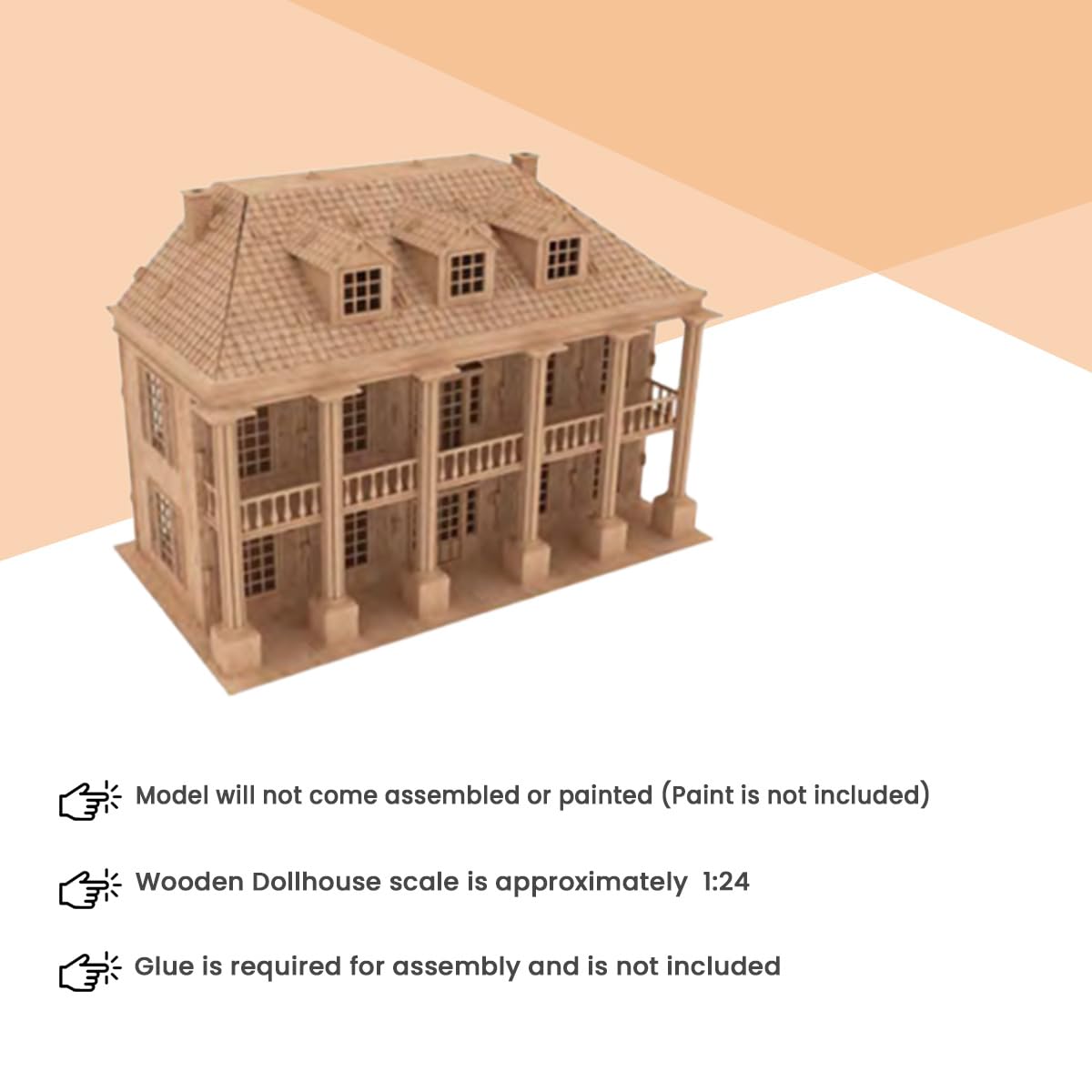 3D Wooden Puzzle DIY Doll House Kit - Historic Southern USA Tiny House Model - Premium Baltic Birch Wood Craft Kit for Family, School & Hobby | Perfect for Home Decor, Educational Projects & Creative Gifts