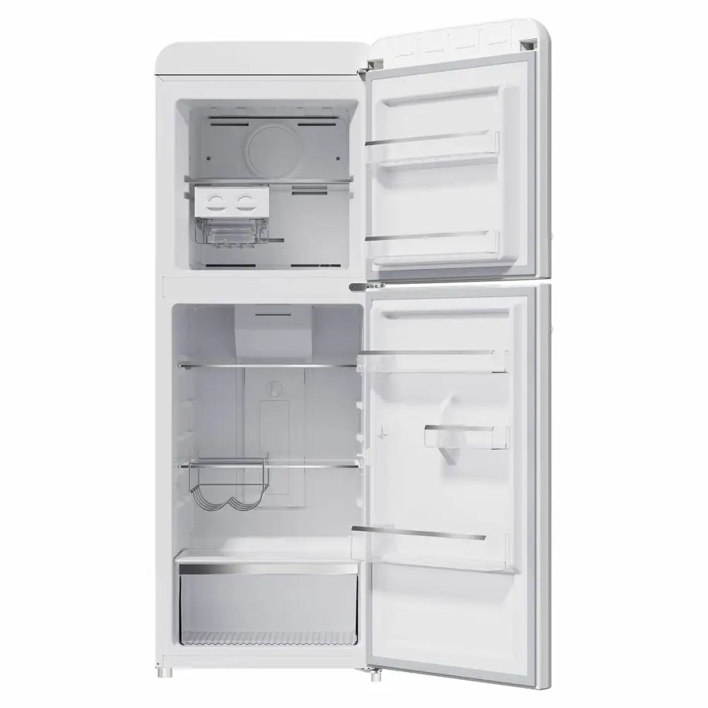 CHiQ CRTM198NW3 198L Retro Style Top Mount Refrigerator - Energy Efficient White Mini Fridge for Home, Office, Dorm & Kitchen - Compact Freezer with Adjustable Shelves
