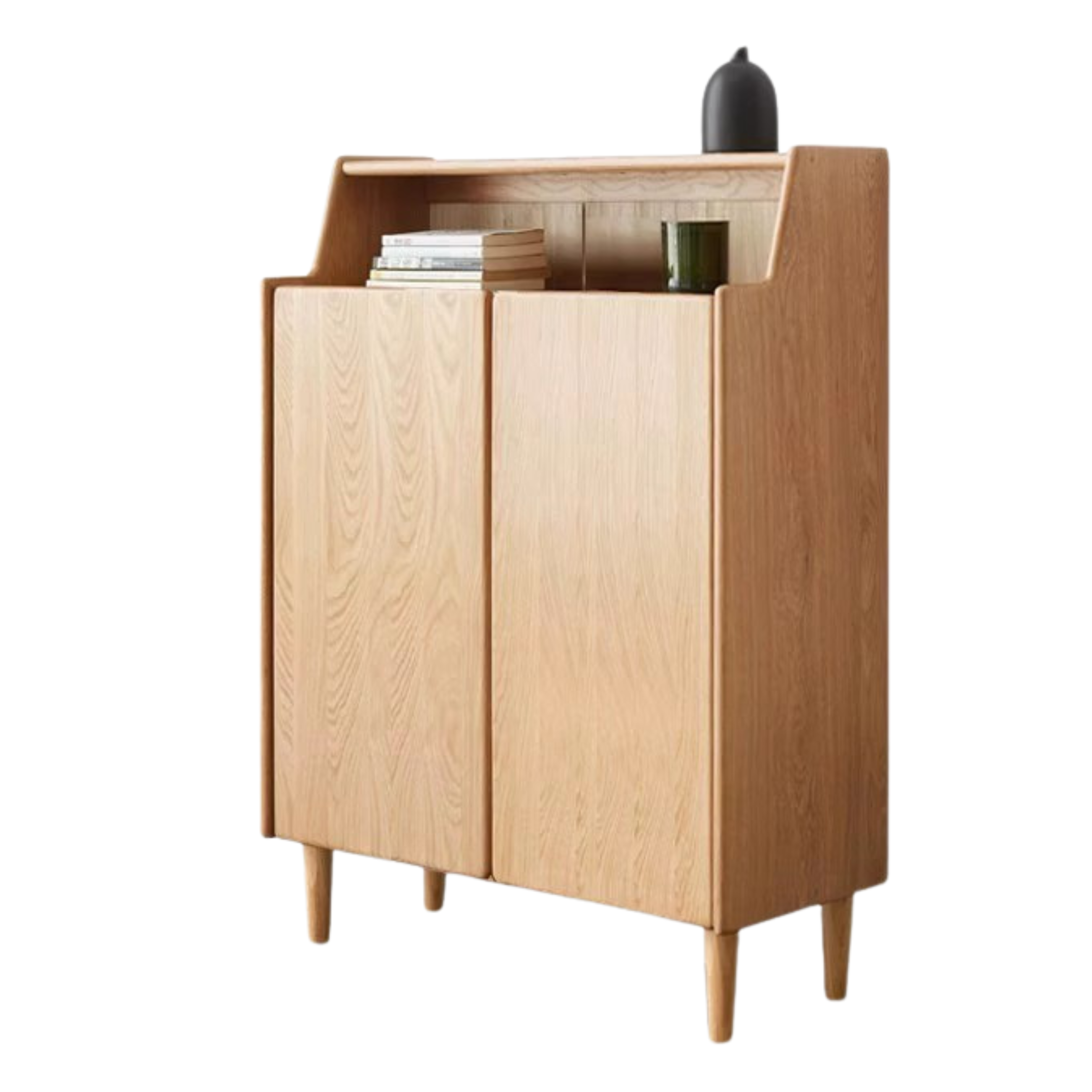 Solid Oak Wood Shoe Storage Cabinet - Organize Entryway & Closet - Perfect for Home, Apartment, and Office Organization