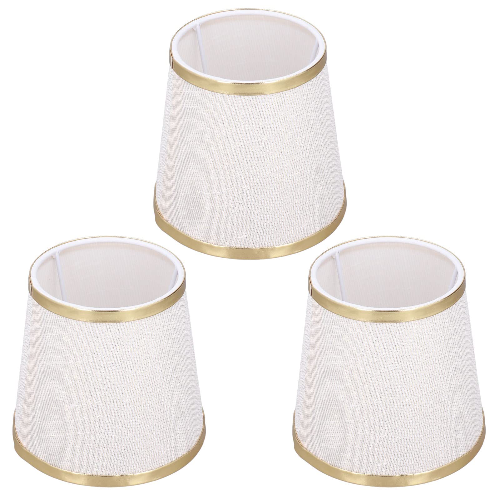 3PCS Golden Edge Drum Fabric Lampshades 5.9x5.5x4.3 Inch - E14 Table & Floor Light Shades for Bedroom, Living Room, Office Decor