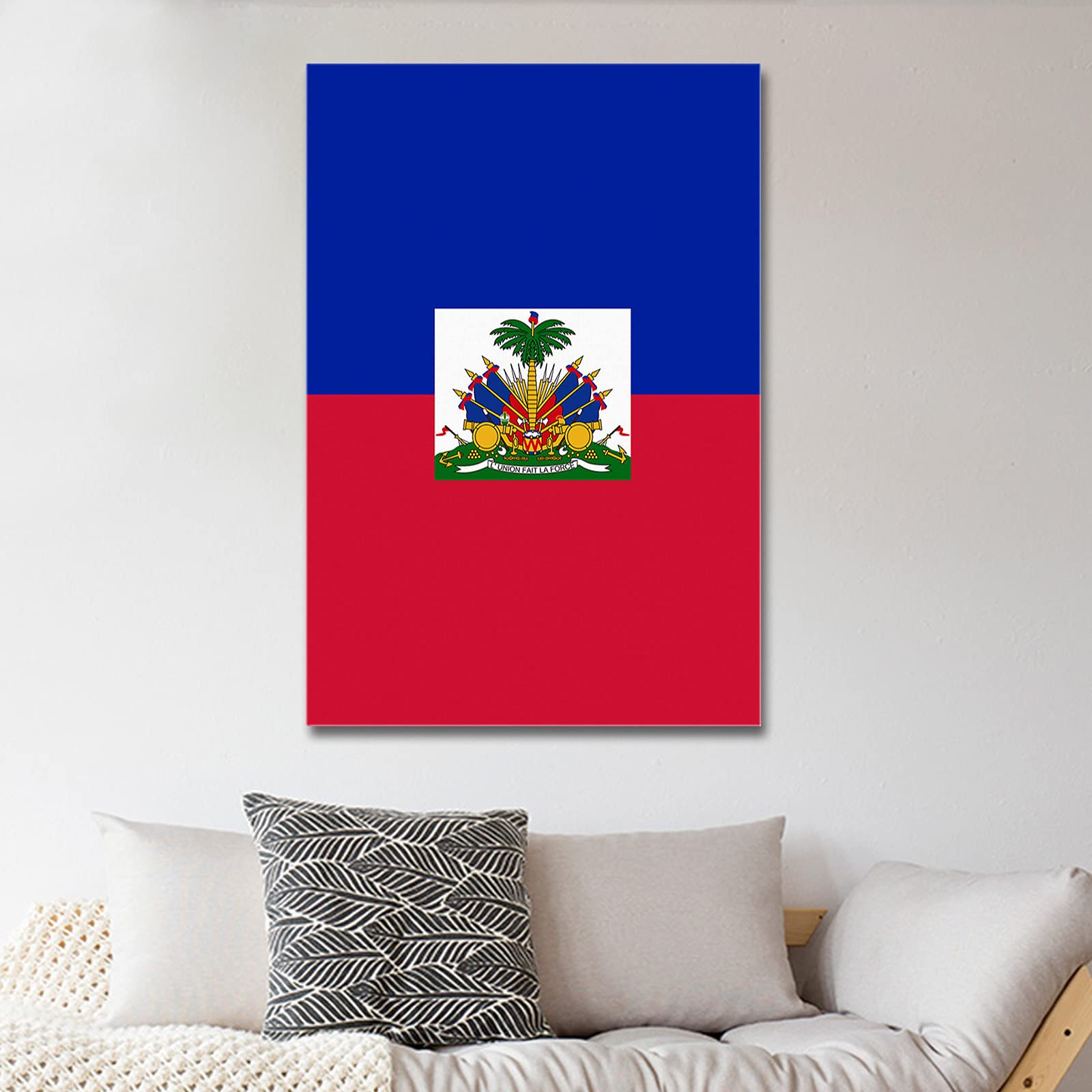 Haiti Flag Canvas Wall Art - 12x8 Inch for Living Room & Bedroom Decor