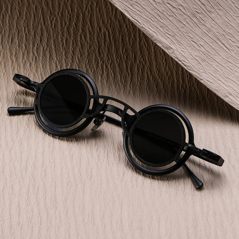 Stylish Unisex Black Titanium Round Eyeglasses with Clip-On Sunglasses - Perfect for Outdoor Activities, Driving, and Fashion Accessories