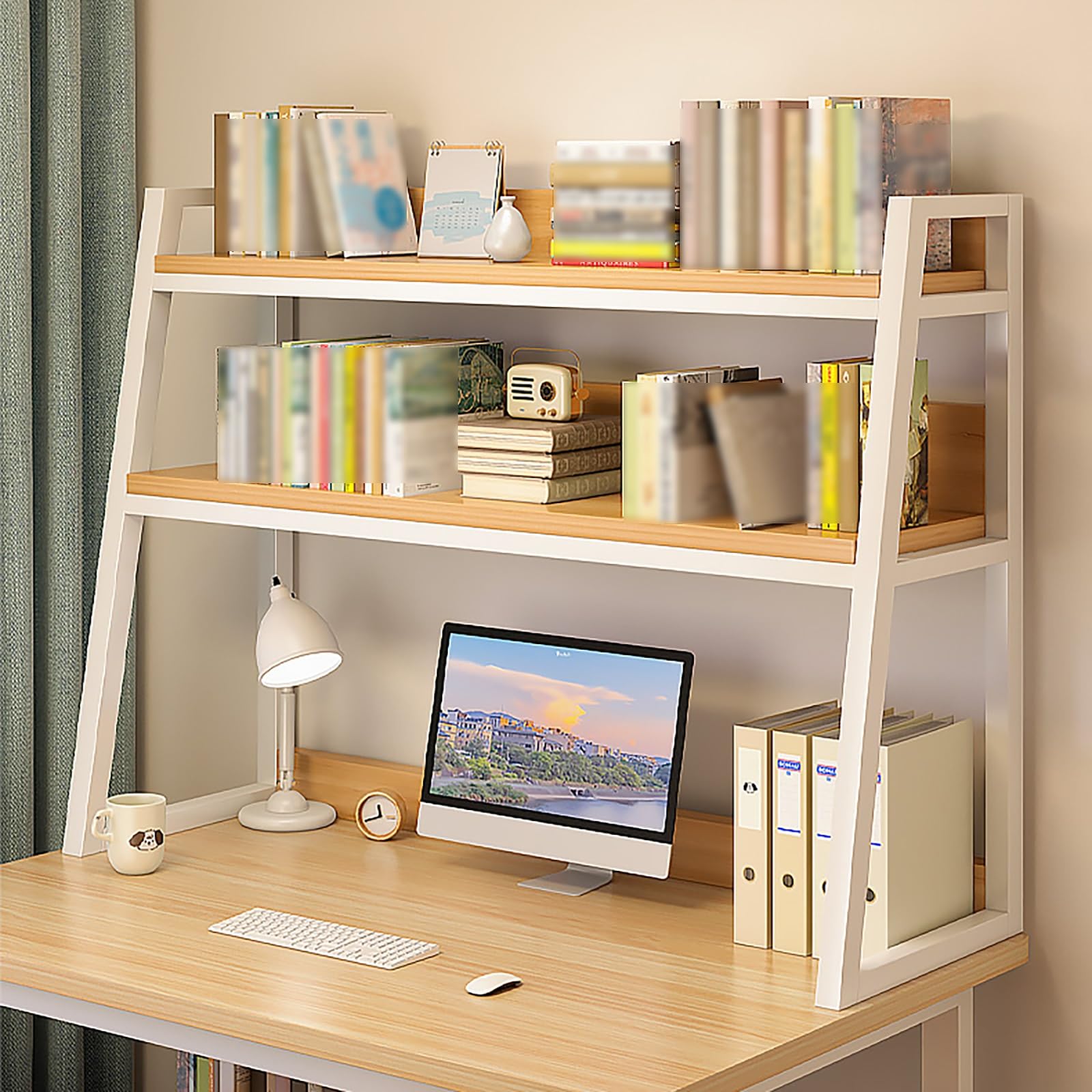 Space-Saving Student Desk Organizer - Sturdy Steel Dormitory Computer Desktop Rack with Hutch | Perfect for Dorm Rooms, Study Spaces & Home Offices | Compact Storage Solution for Books, Laptops & School Supplies
