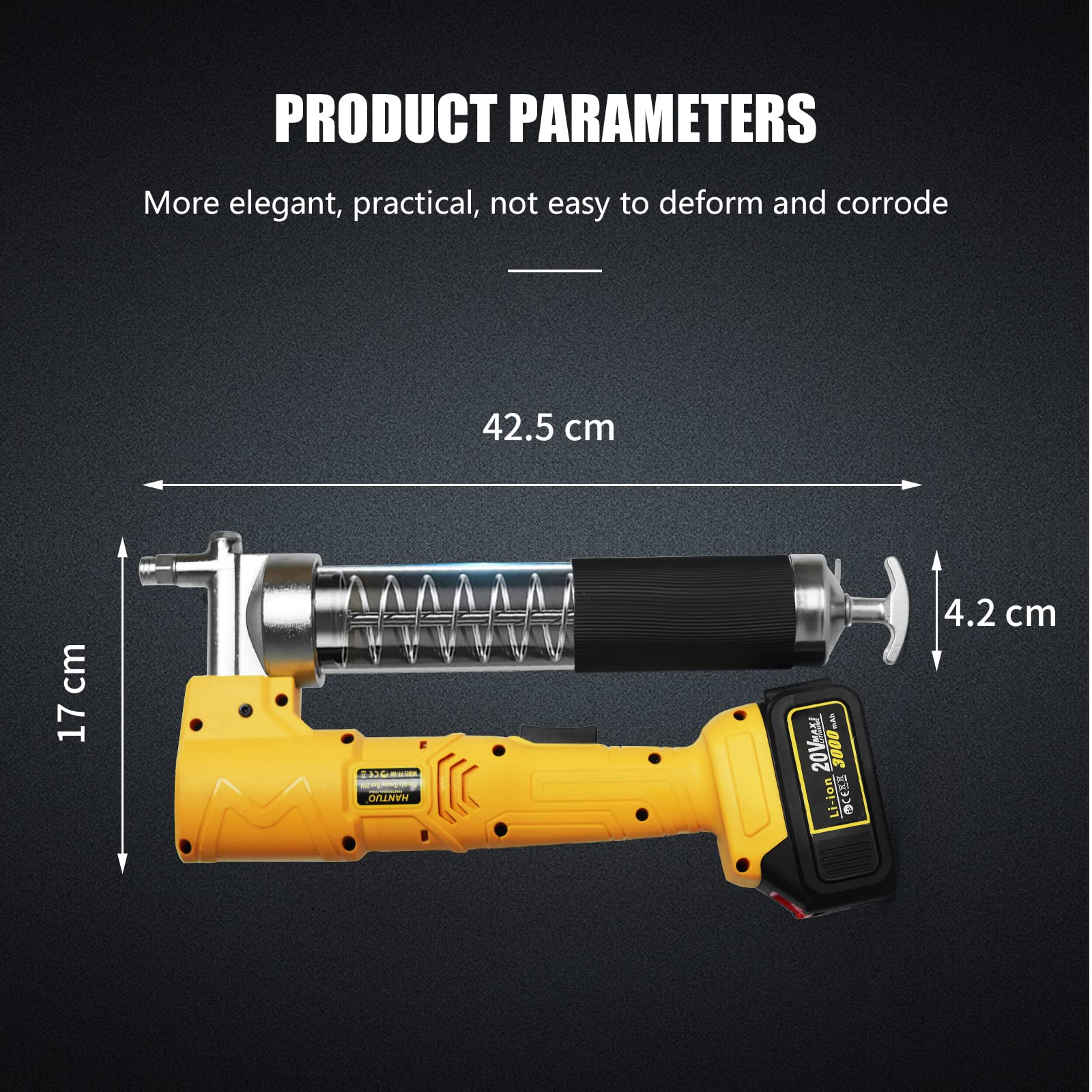 20V Cordless Grease Gun 10000 PSI with 2 Batteries - for Automotive & Industrial Maintenance