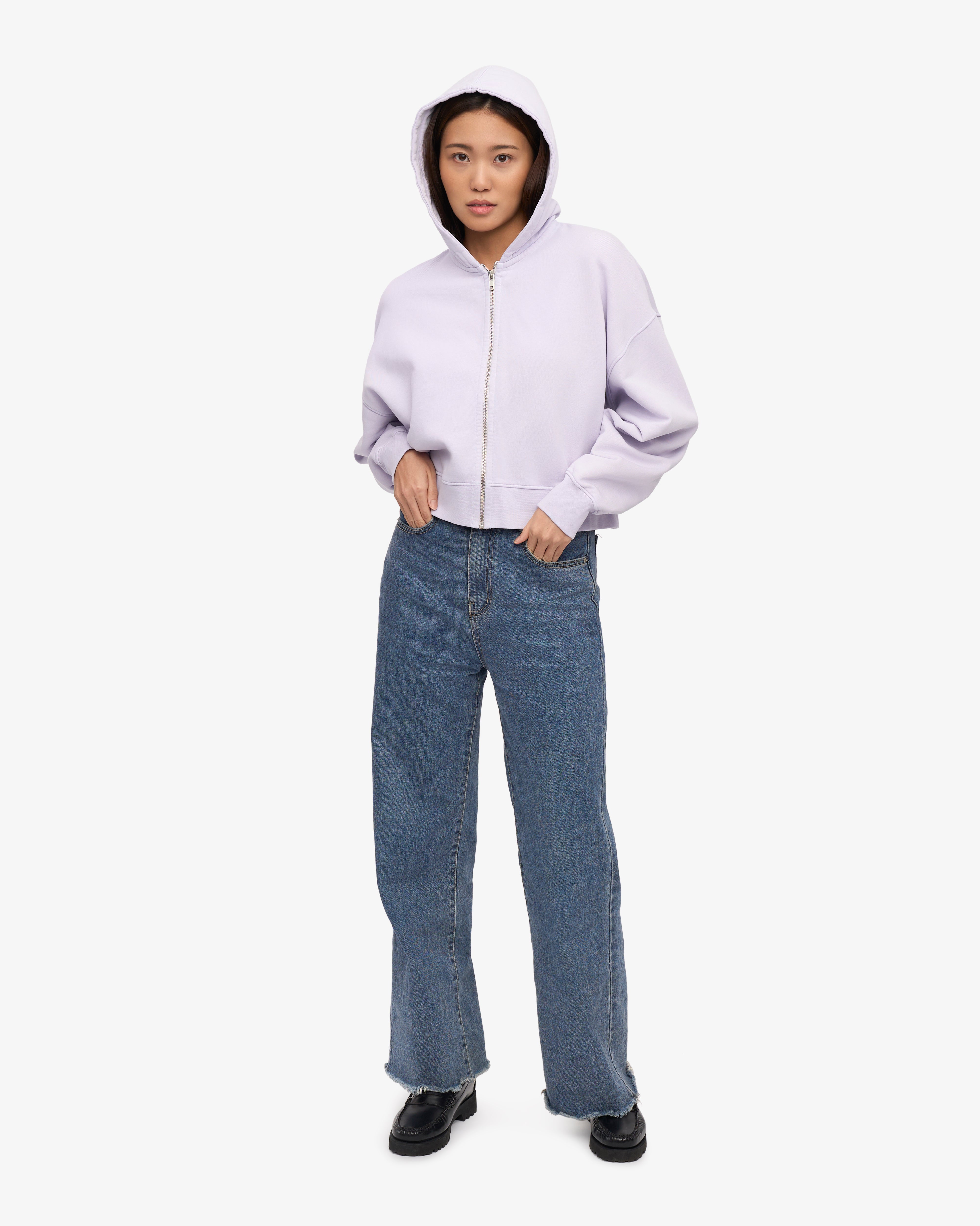 Organic Crop Zip Hoodie for Women - Soft Ivory White Pullover Sweatshirt - Casual Streetwear for Everyday Wear & Gym Outfits
