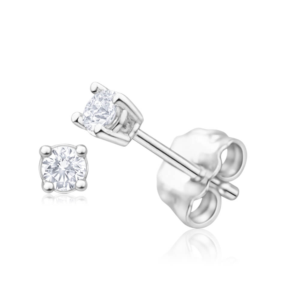9ct White Gold Diamond Stud Earrings for Women - Elegant & Timeless Jewelry Gift for Weddings, Anniversaries & Special Occasions