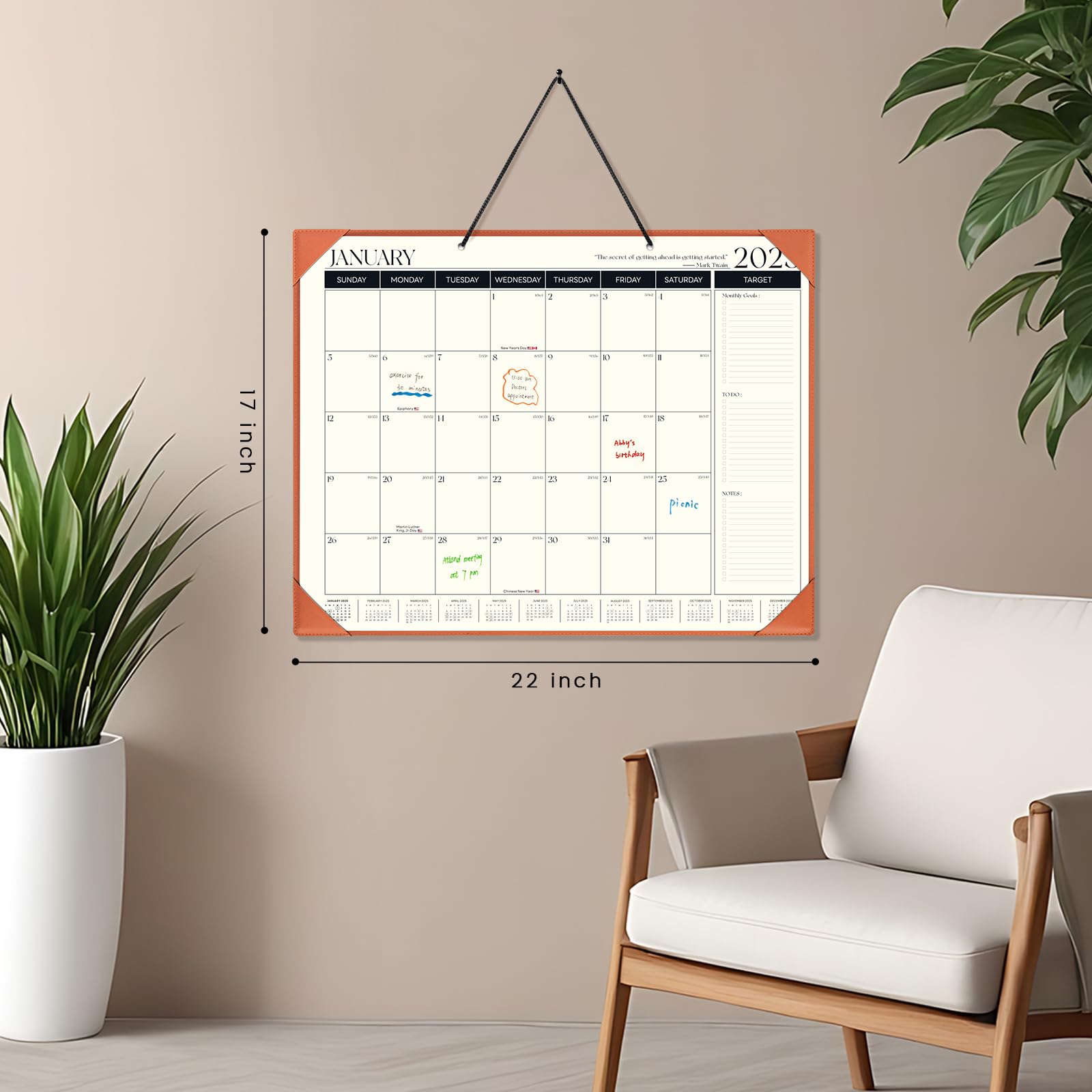 2025-2026 Large 18-Month Desk Calendar with Plastic Cover | January 2025 - June 2026 Planner | 22