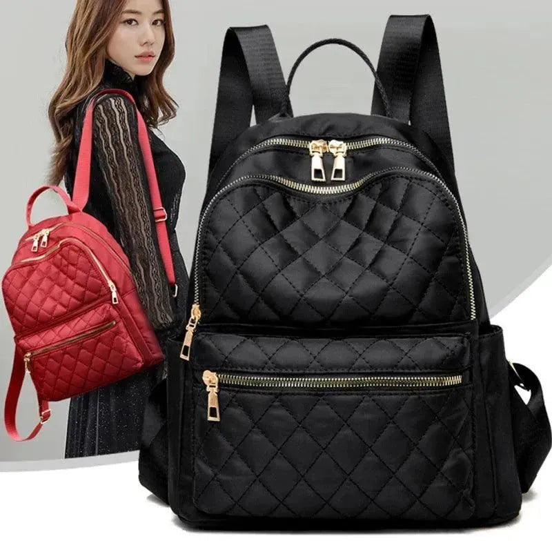Quilted Nylon Women's Travel Backpack - Lightweight Carry-On Backpack for Airplane, Commute & Weekend Getaways | Water-Resistant Laptop Bag with USB Charging Port