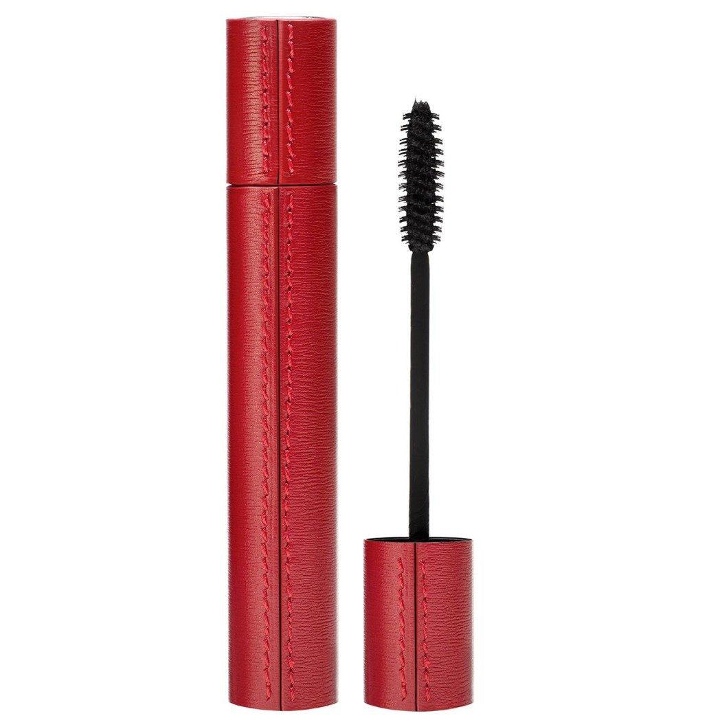 Black Serum Mascara in Leather Sleeve - Volumizing & Lengthening for Dramatic Lashes | Perfect for Night Out & Special Occasions