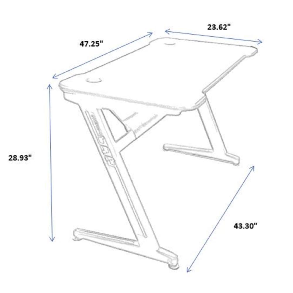 Z-Shape Gaming Desk with LED Lights - Ergonomic Computer Table for PC & Console Gamers - Perfect for Esports, Racing Games & Home Office Setup