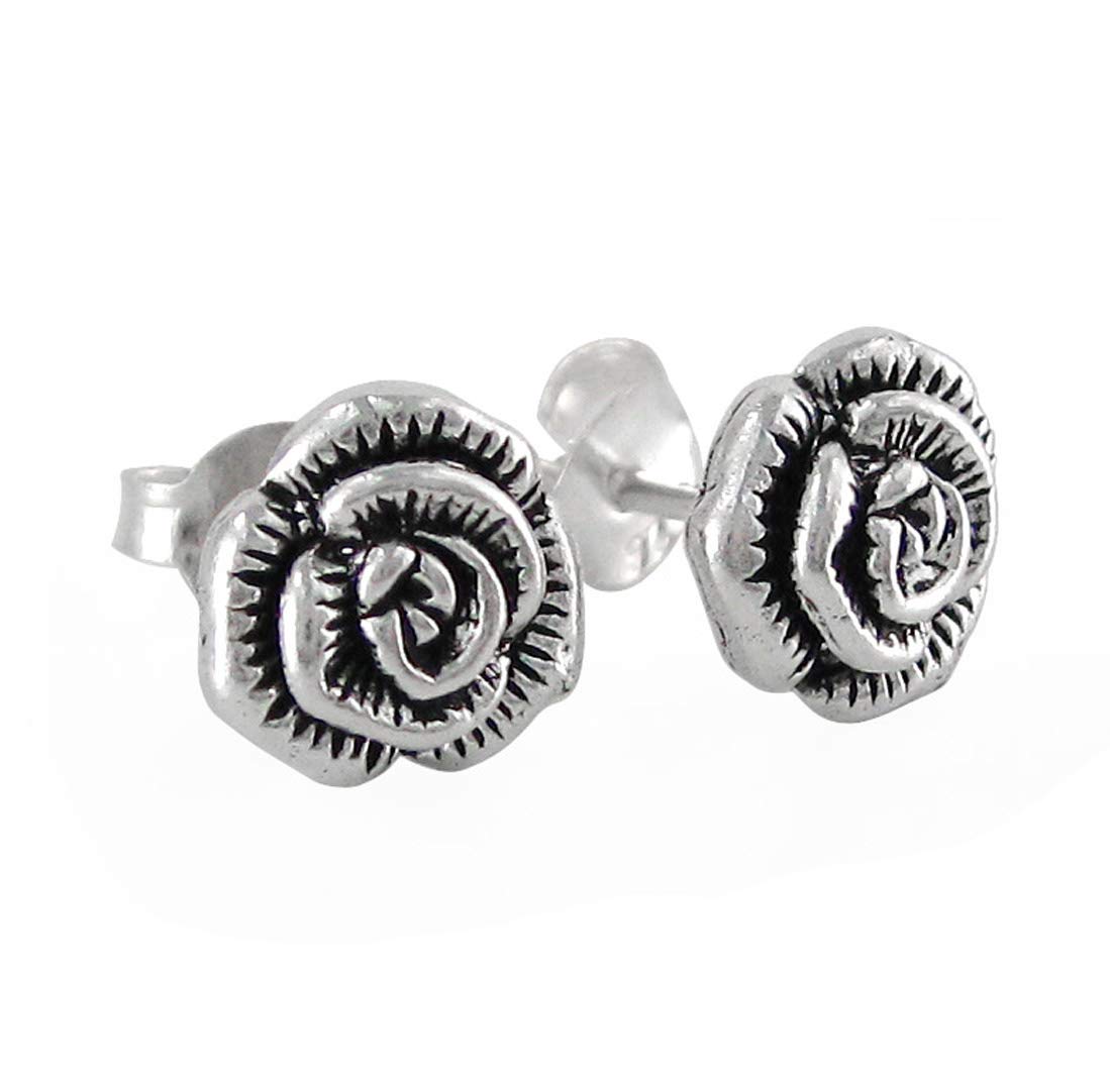 Sterling Silver Rose Rosette Flower Post Stud Earrings for Women - Elegant Floral Jewelry for Everyday Wear, Parties & Gifts